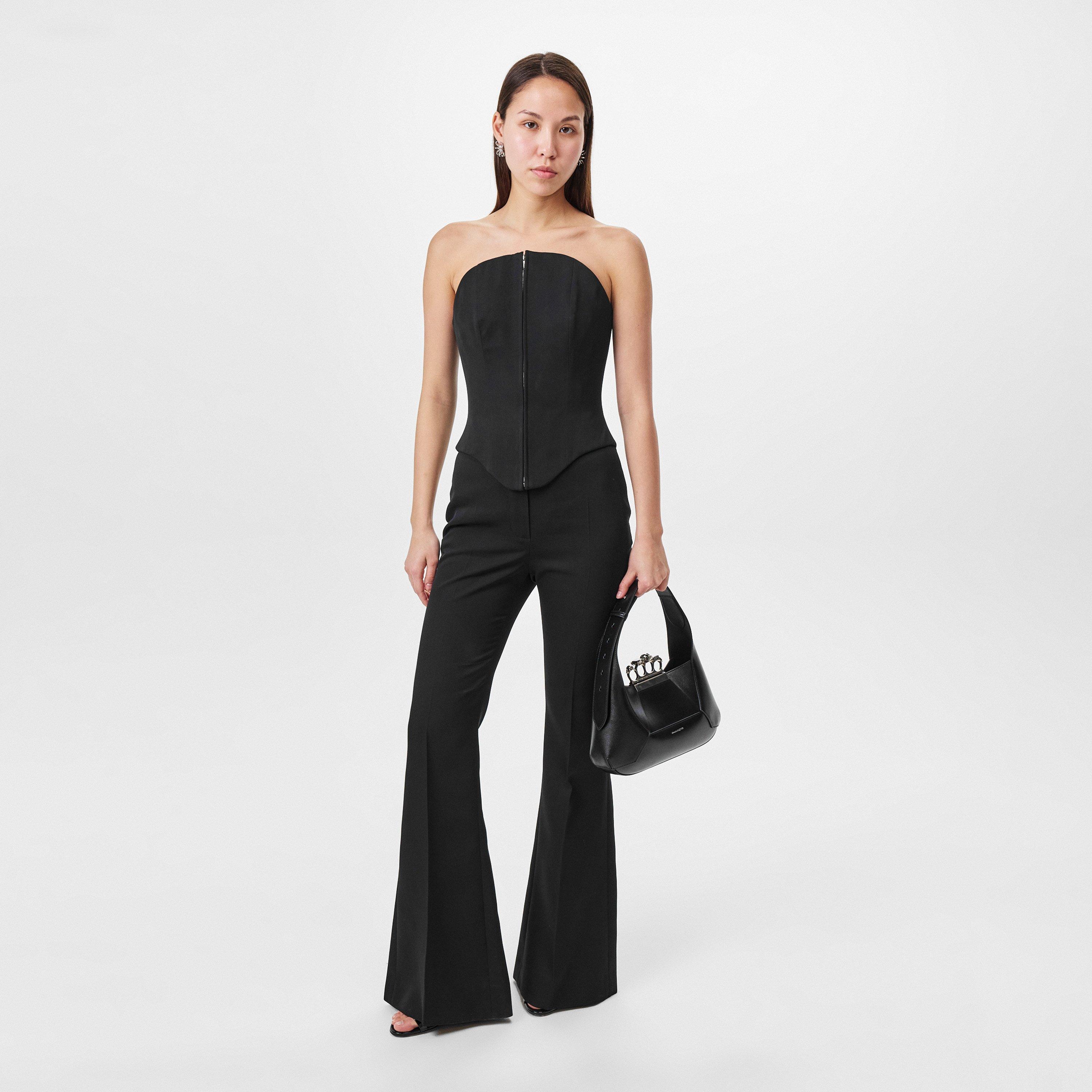 Black - Alexander McQueen - Fold Over Waist Tailored Trousers - 6