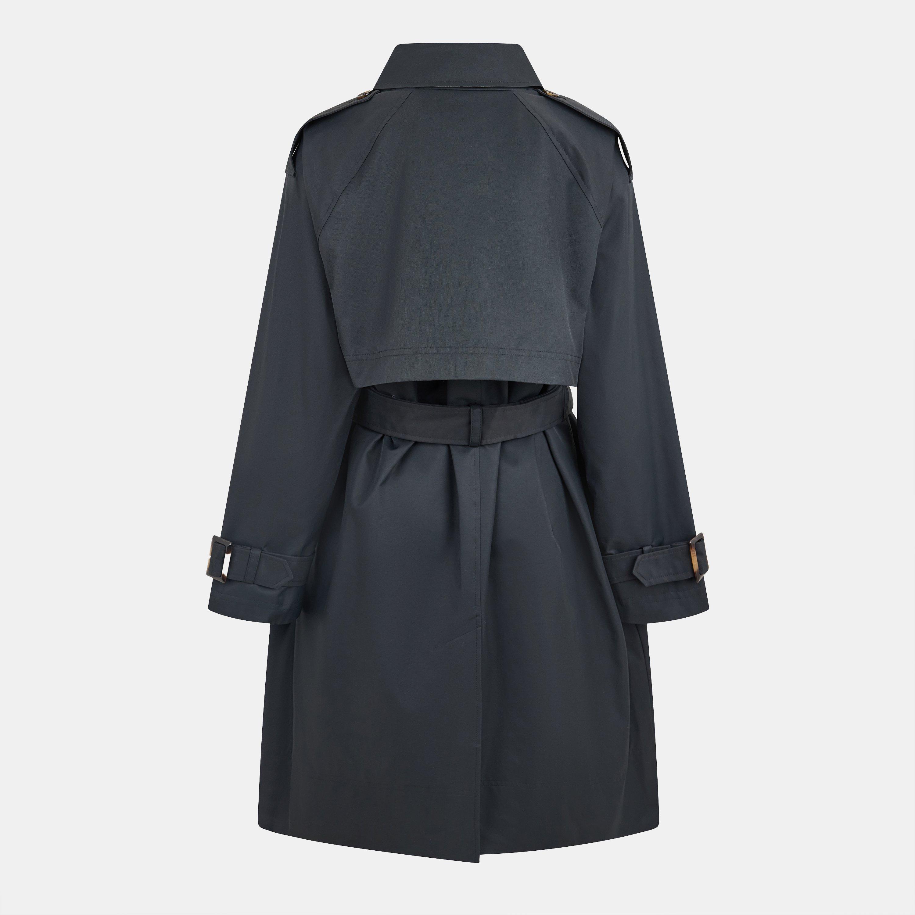 Black/Tartan - Barbour - Women's Maia Showerproof Cotton Long Sleeve Trench Coat - 2