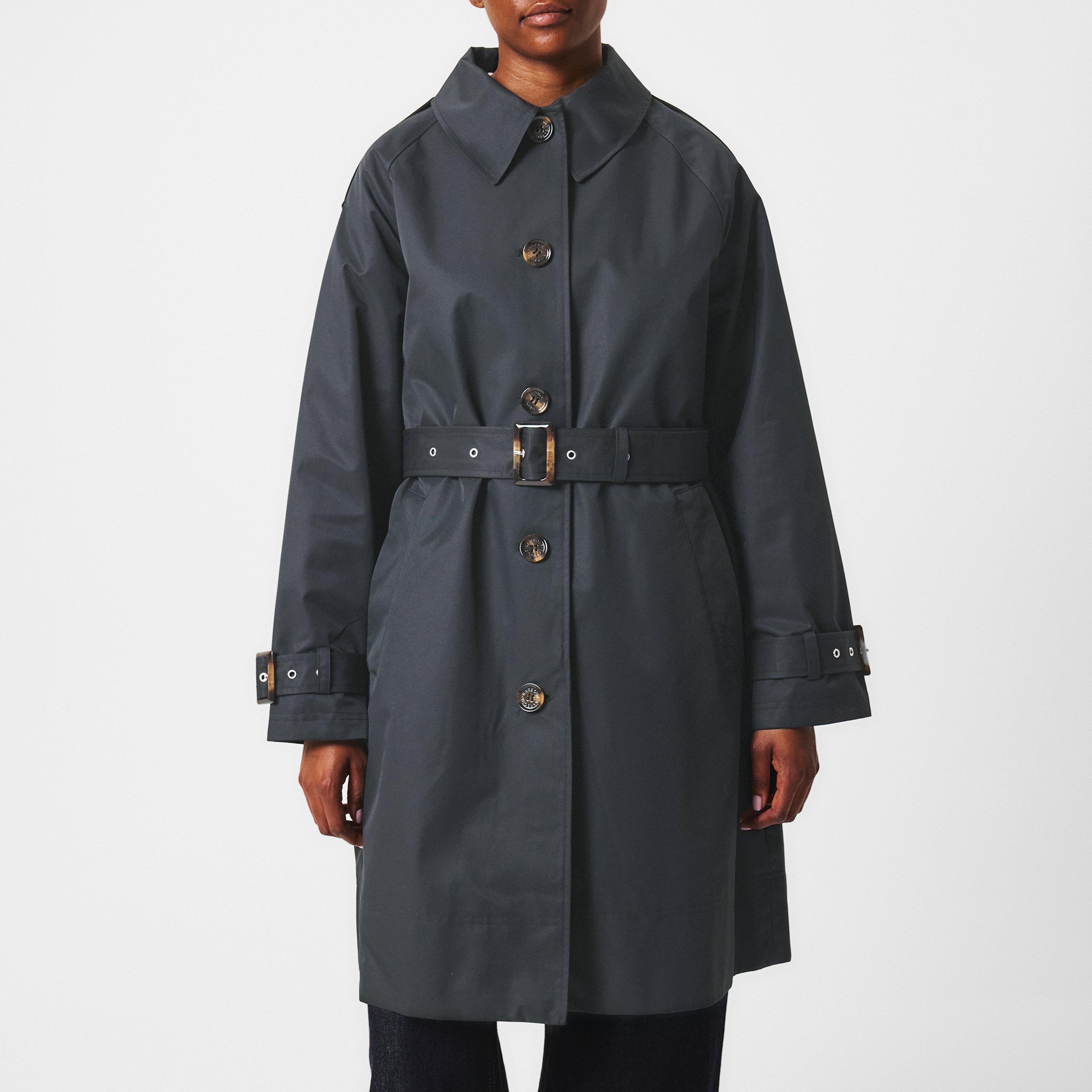 Black/Tartan - Barbour - Women's Maia Showerproof Cotton Long Sleeve Trench Coat - 3