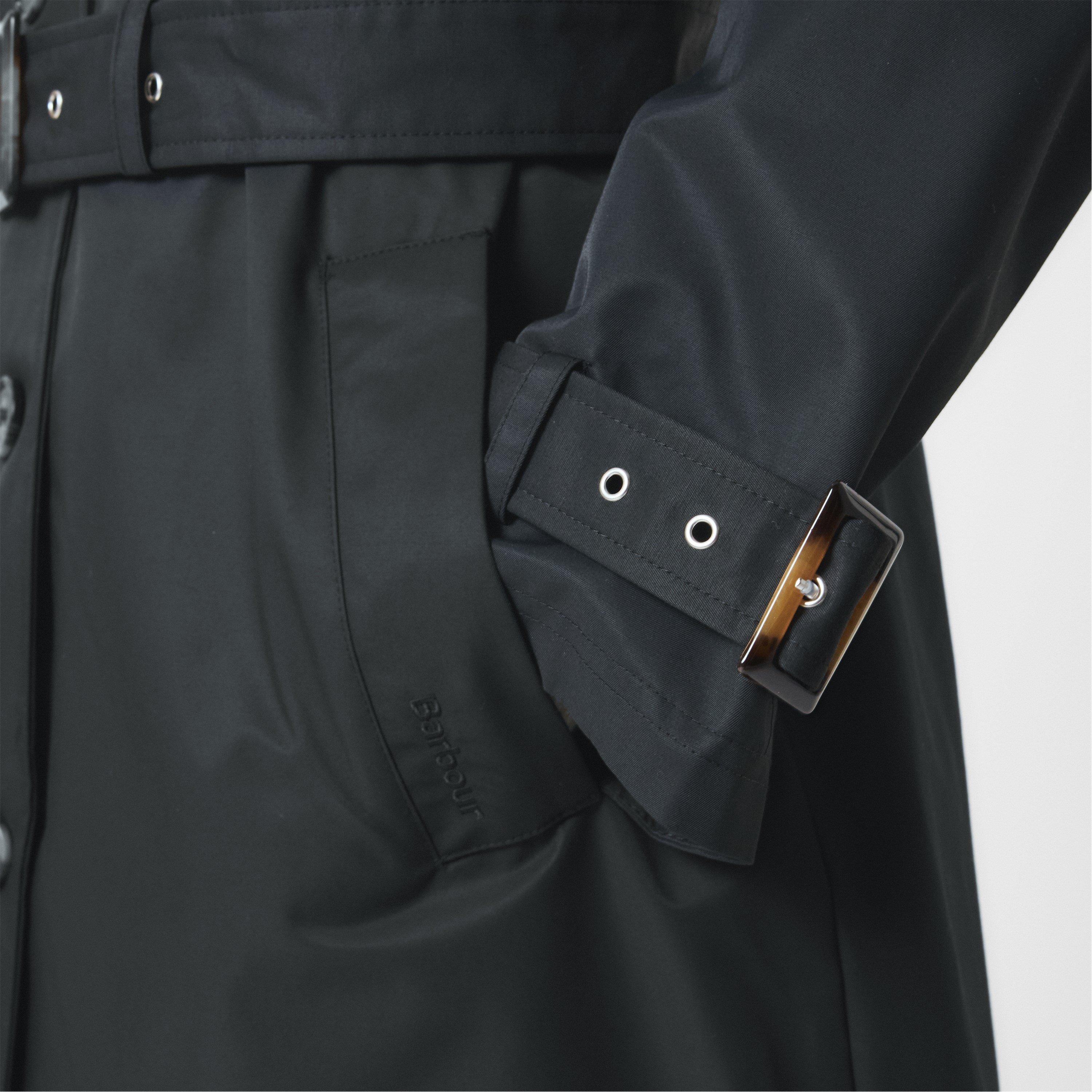 Black/Tartan - Barbour - Women's Maia Showerproof Cotton Long Sleeve Trench Coat - 5