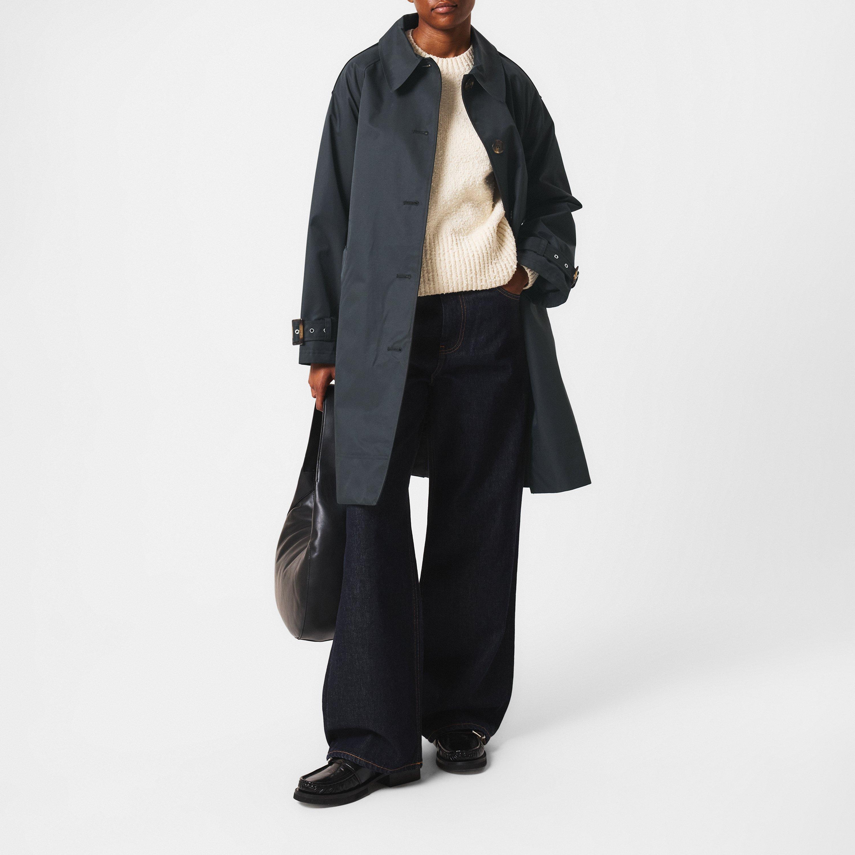 Black/Tartan - Barbour - Women's Maia Showerproof Cotton Long Sleeve Trench Coat - 6