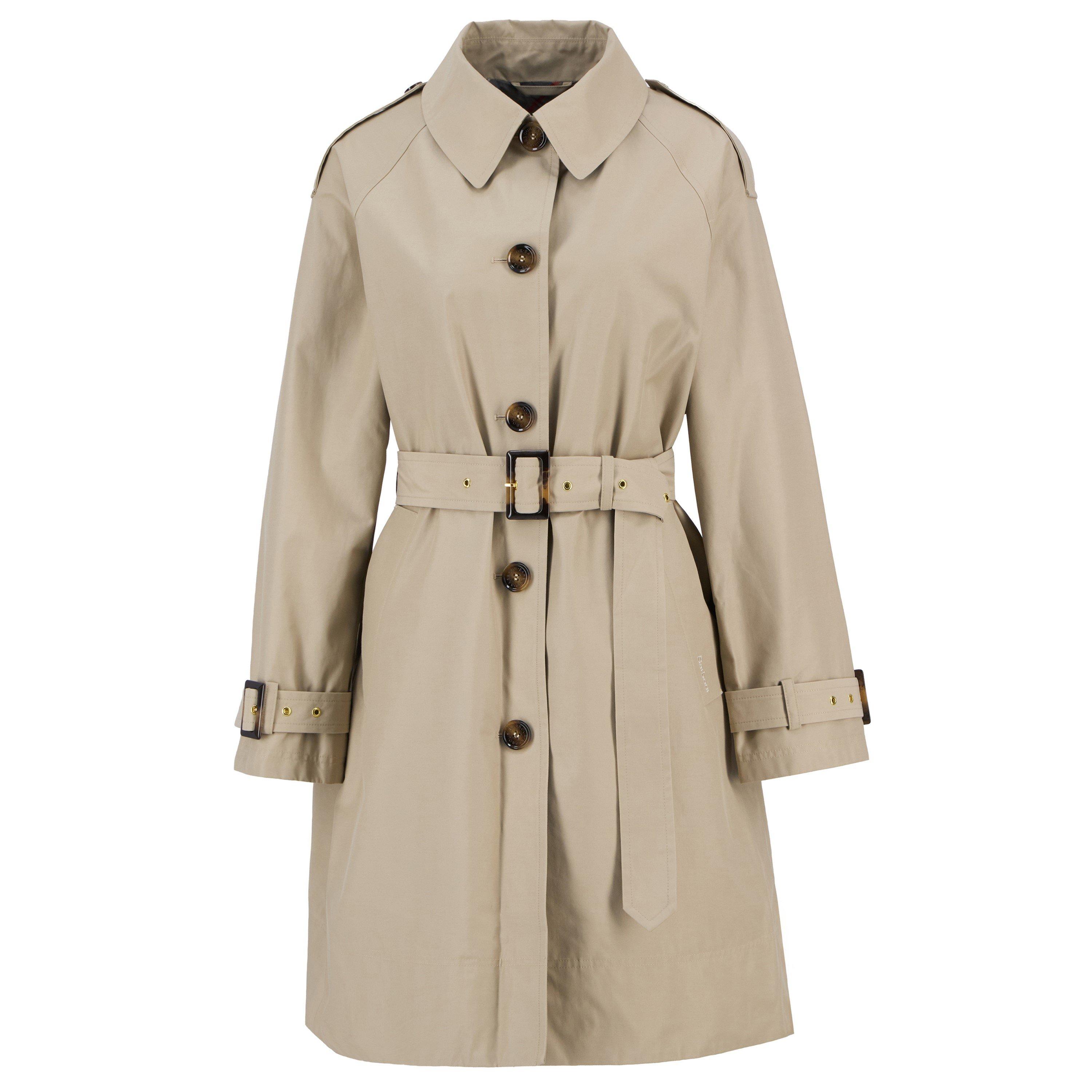 Barbour Women's Maia Showerproof Cotton Long Sleeve Trench Coat - L Sand/Tartan - 14 (L)