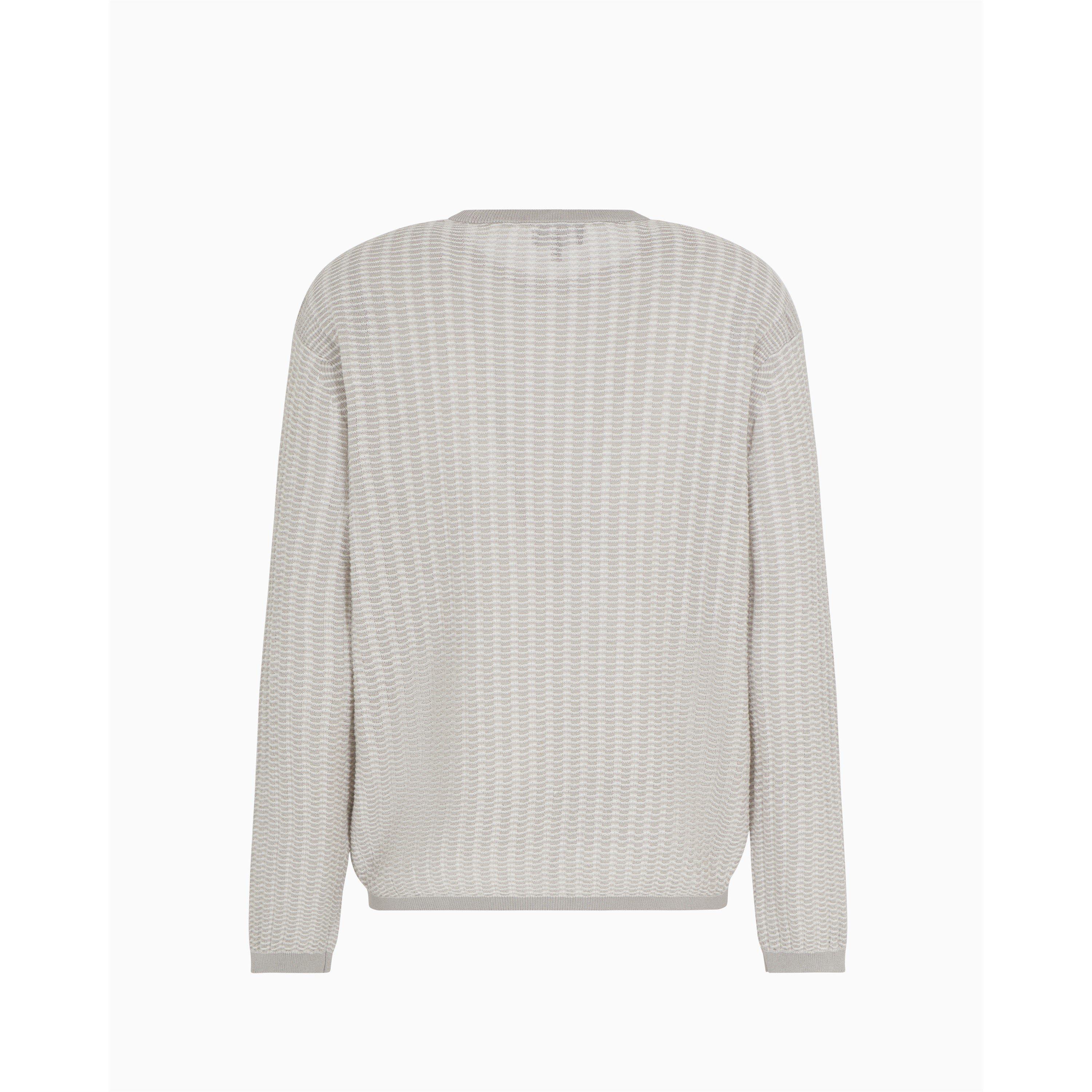 Off White Strpe - Emporio Armani - Men's Crew Neck Jumper - 2