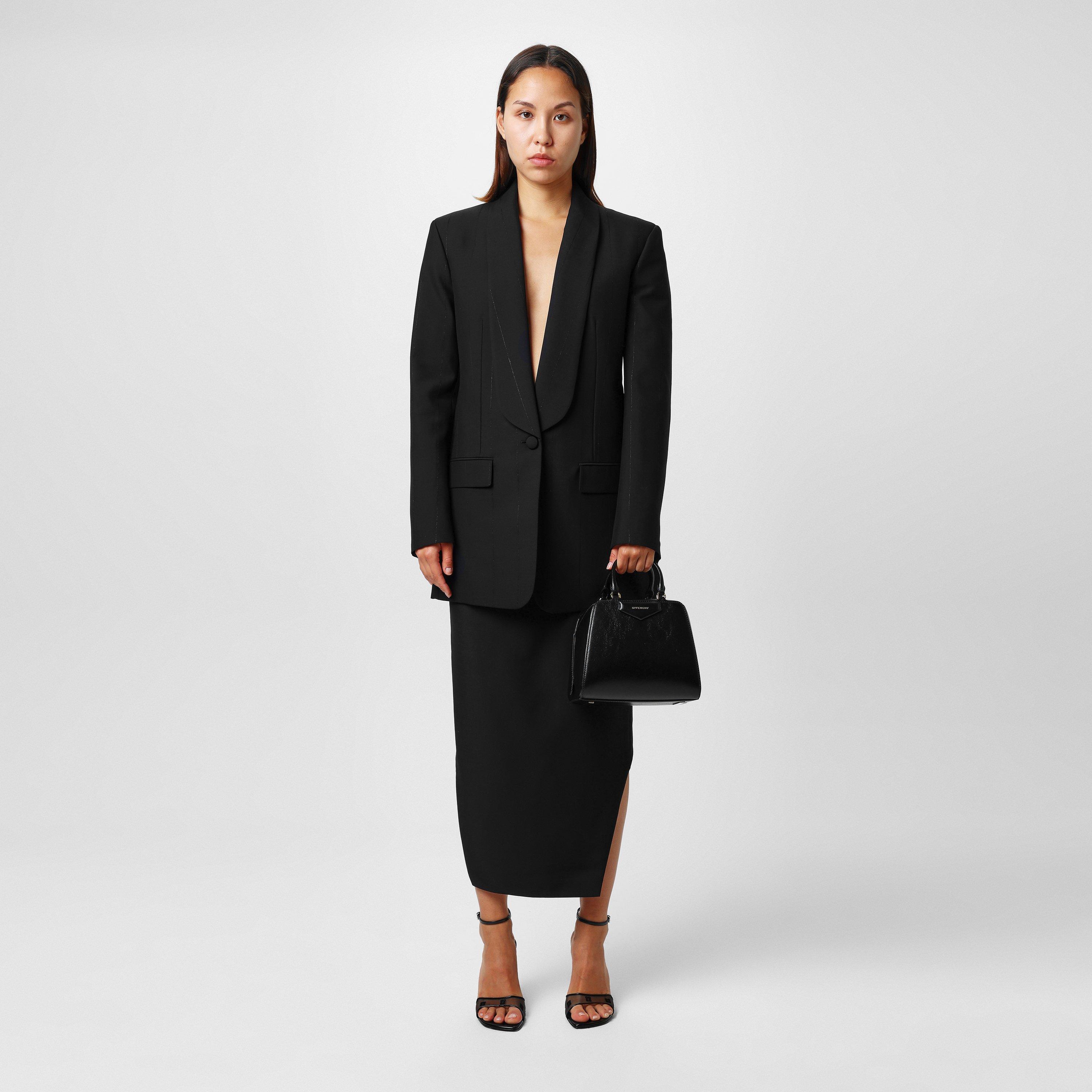 Black - GIVENCHY - Women's Mohair Maxi Skirt - 4