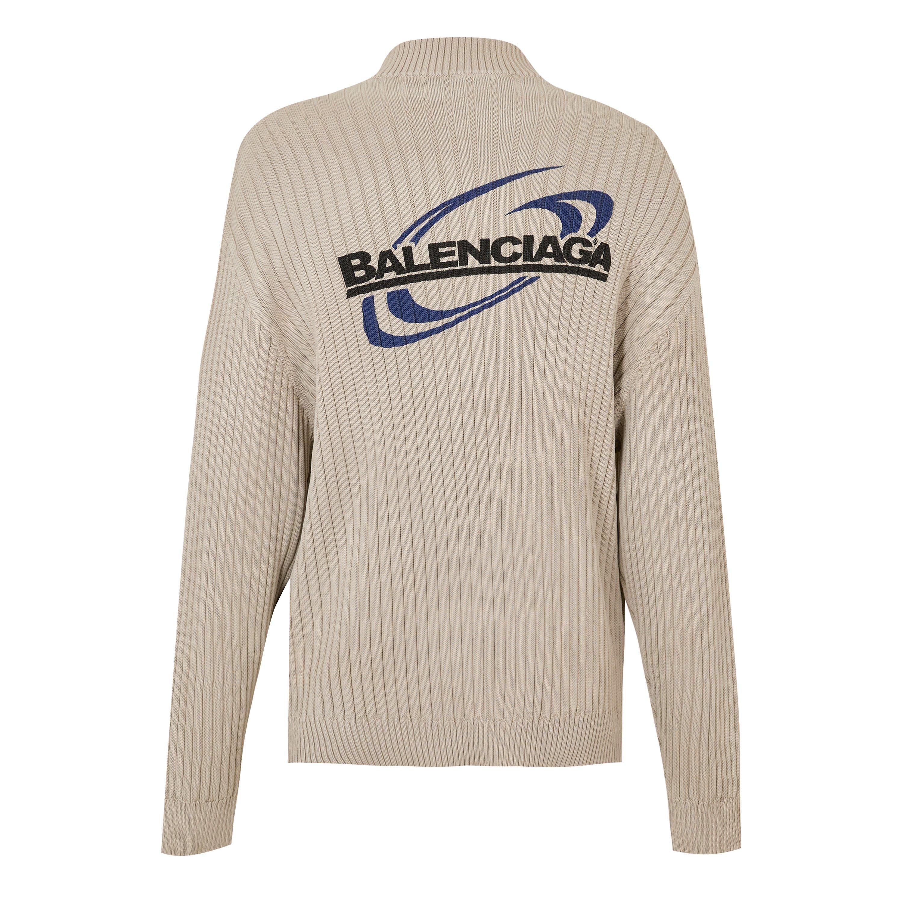 Light Grey - Balenciaga - Men's 1/4 Zip Knitted Top - 2