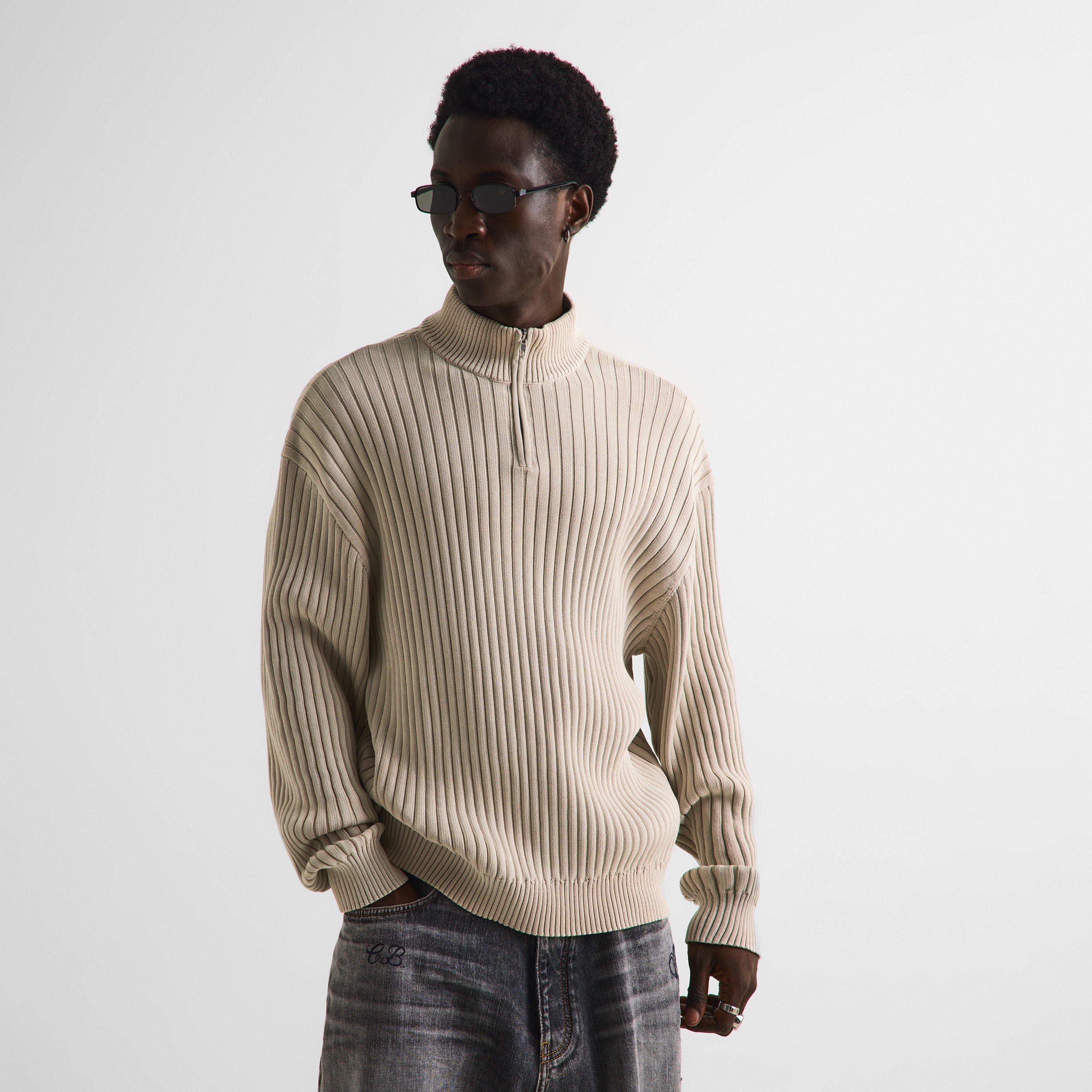 Light Grey - Balenciaga - Men's 1/4 Zip Knitted Top - 3