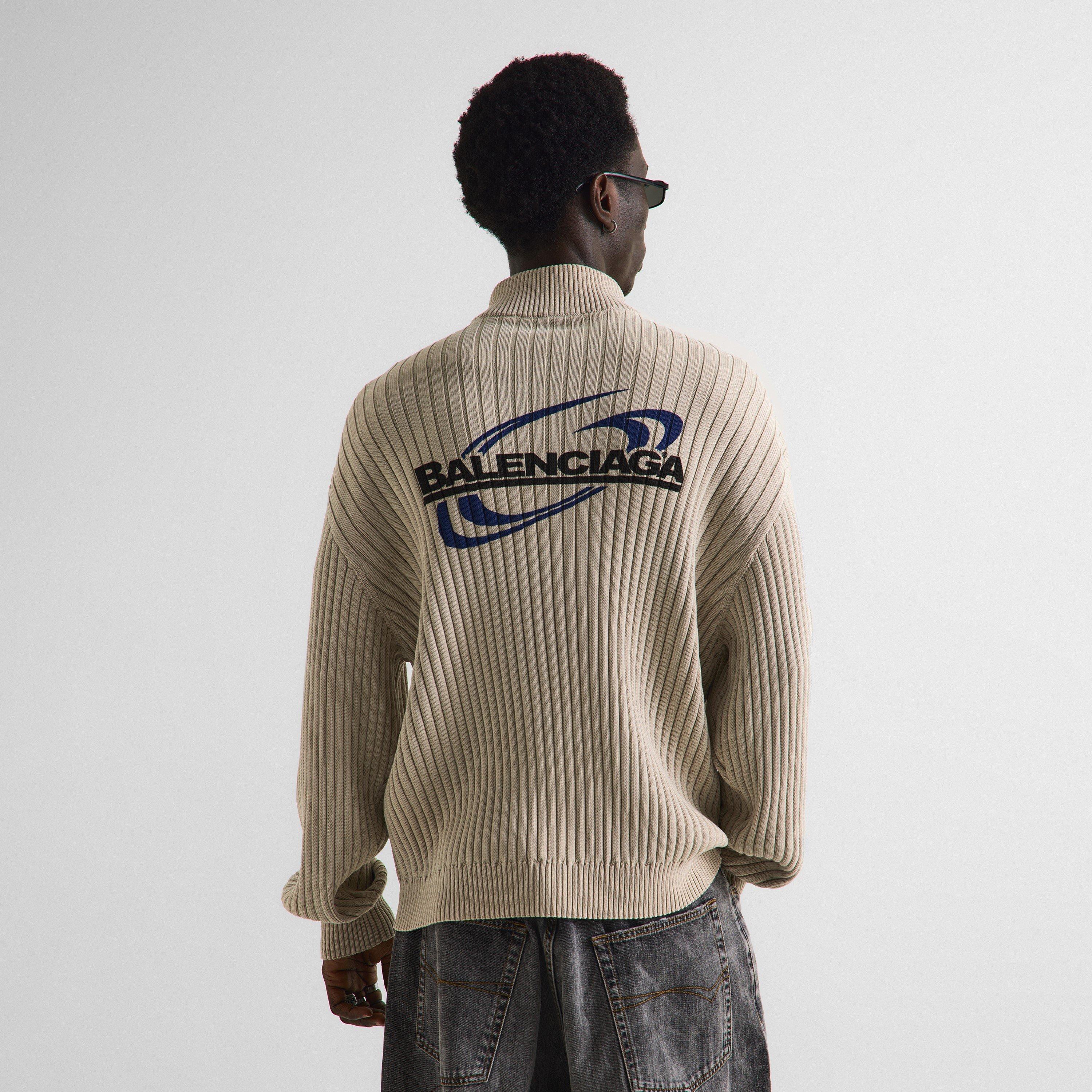 Light Grey - Balenciaga - Men's 1/4 Zip Knitted Top - 4