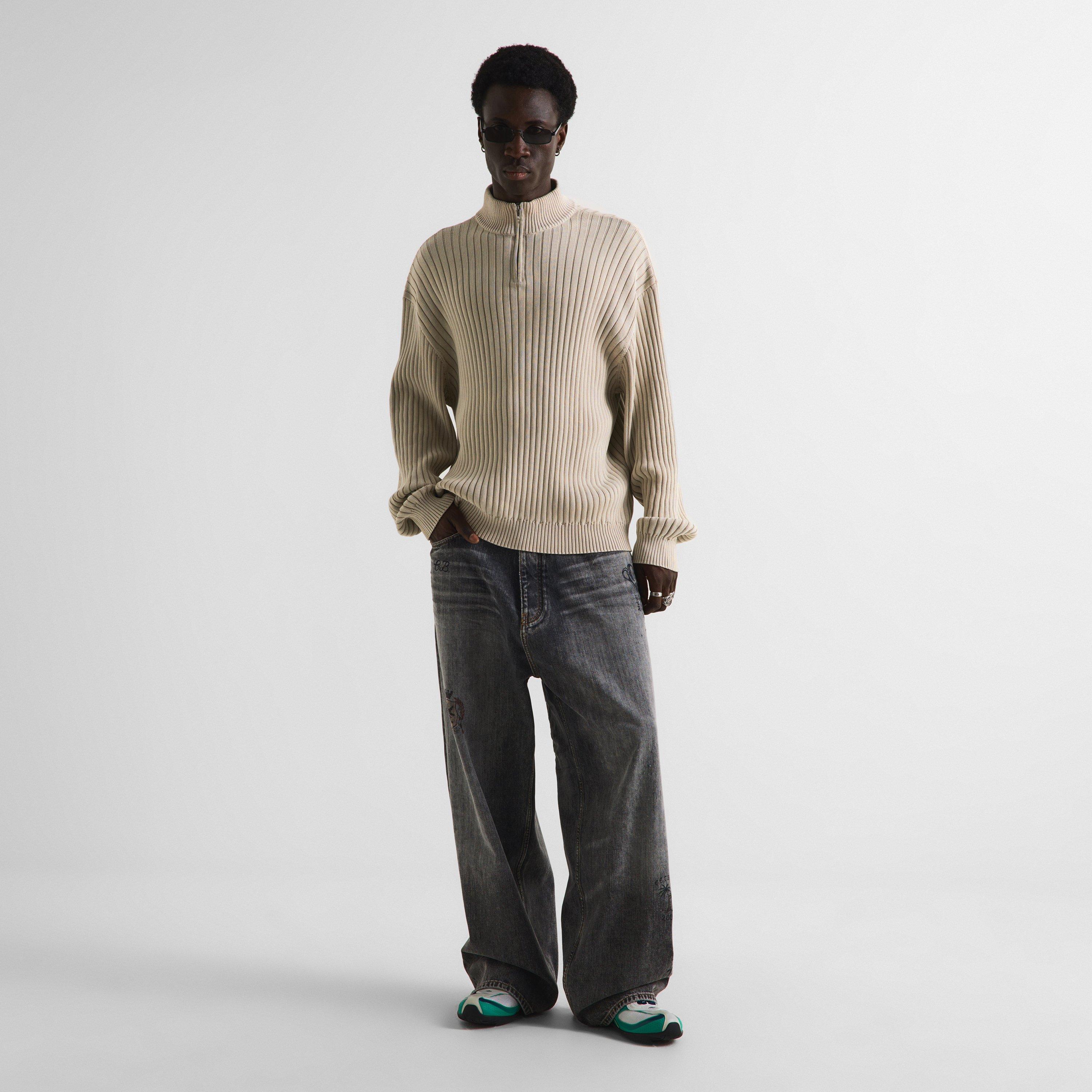 Light Grey - Balenciaga - Men's 1/4 Zip Knitted Top - 6