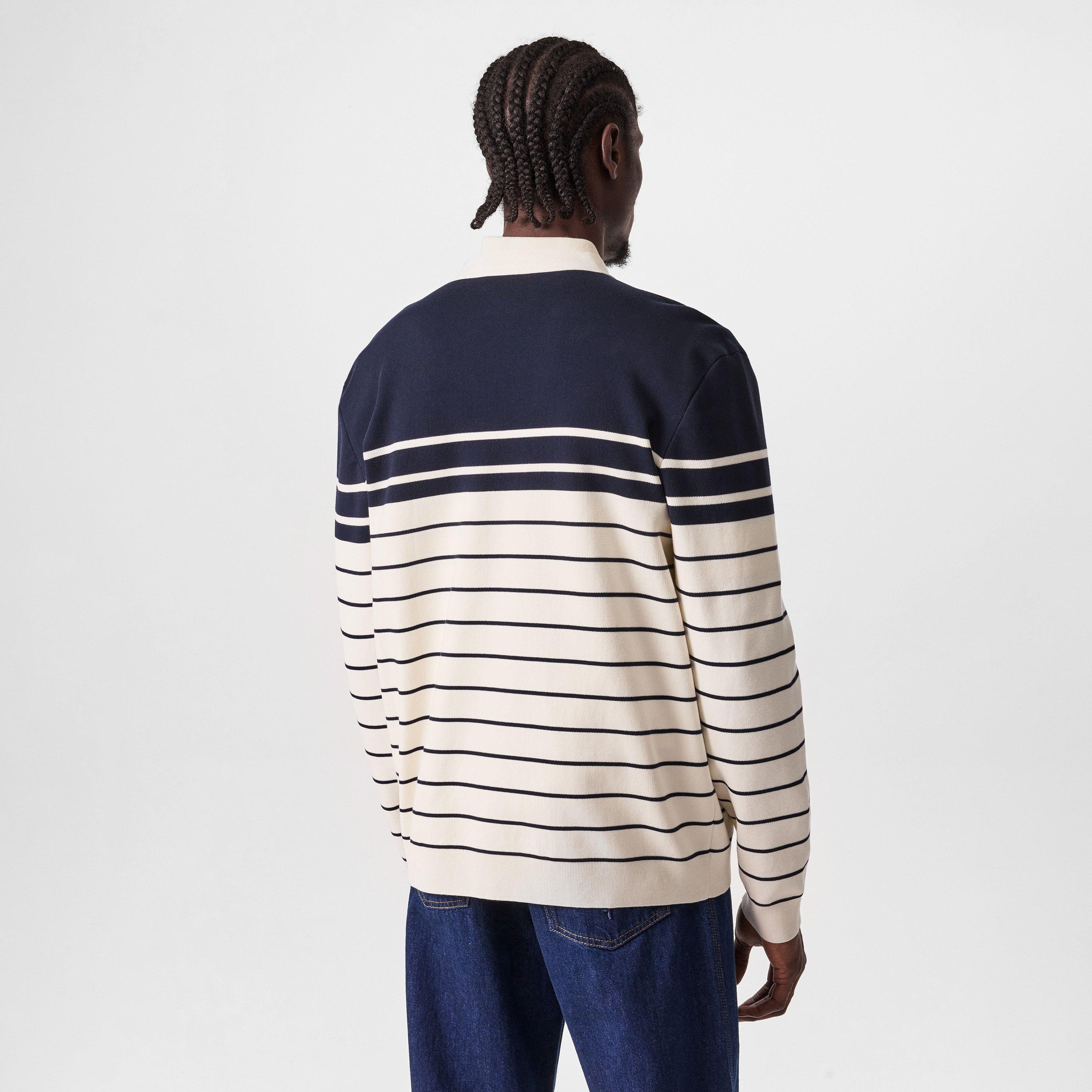 White/Navy/Mc - Gucci - Striped Knit Cotton Cardigan - 4