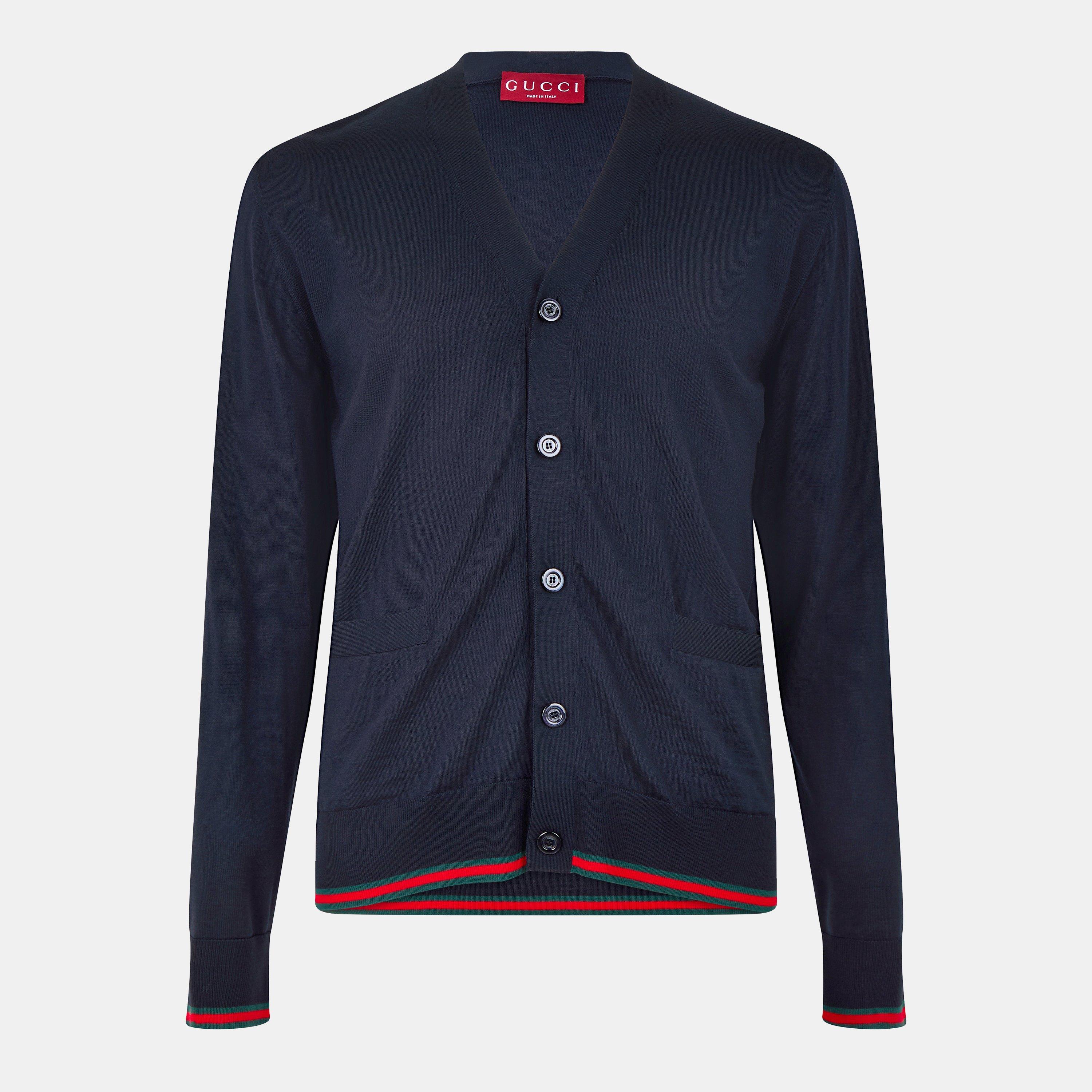 Ink/Green/Red - Gucci - Web Knit Cardigan - 1