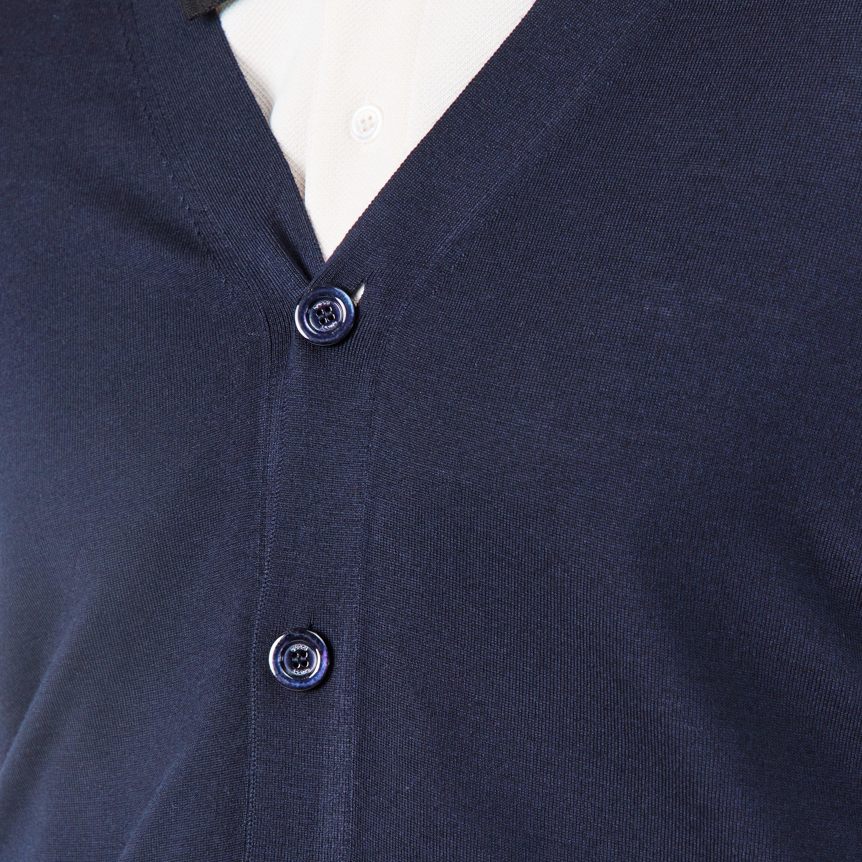 Ink/Green/Red - Gucci - Web Knit Cardigan - 5