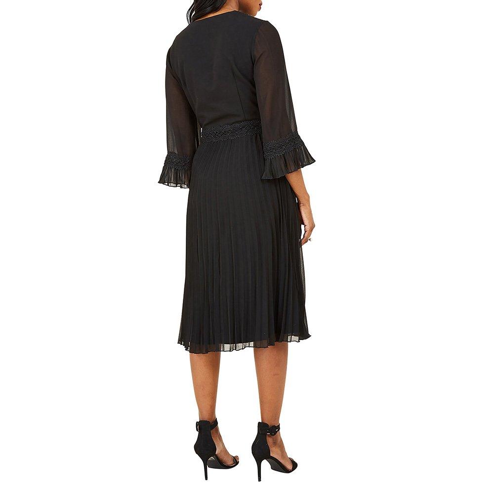 Black - Yumi - Black Embroidered Floral Midi Dress - 3