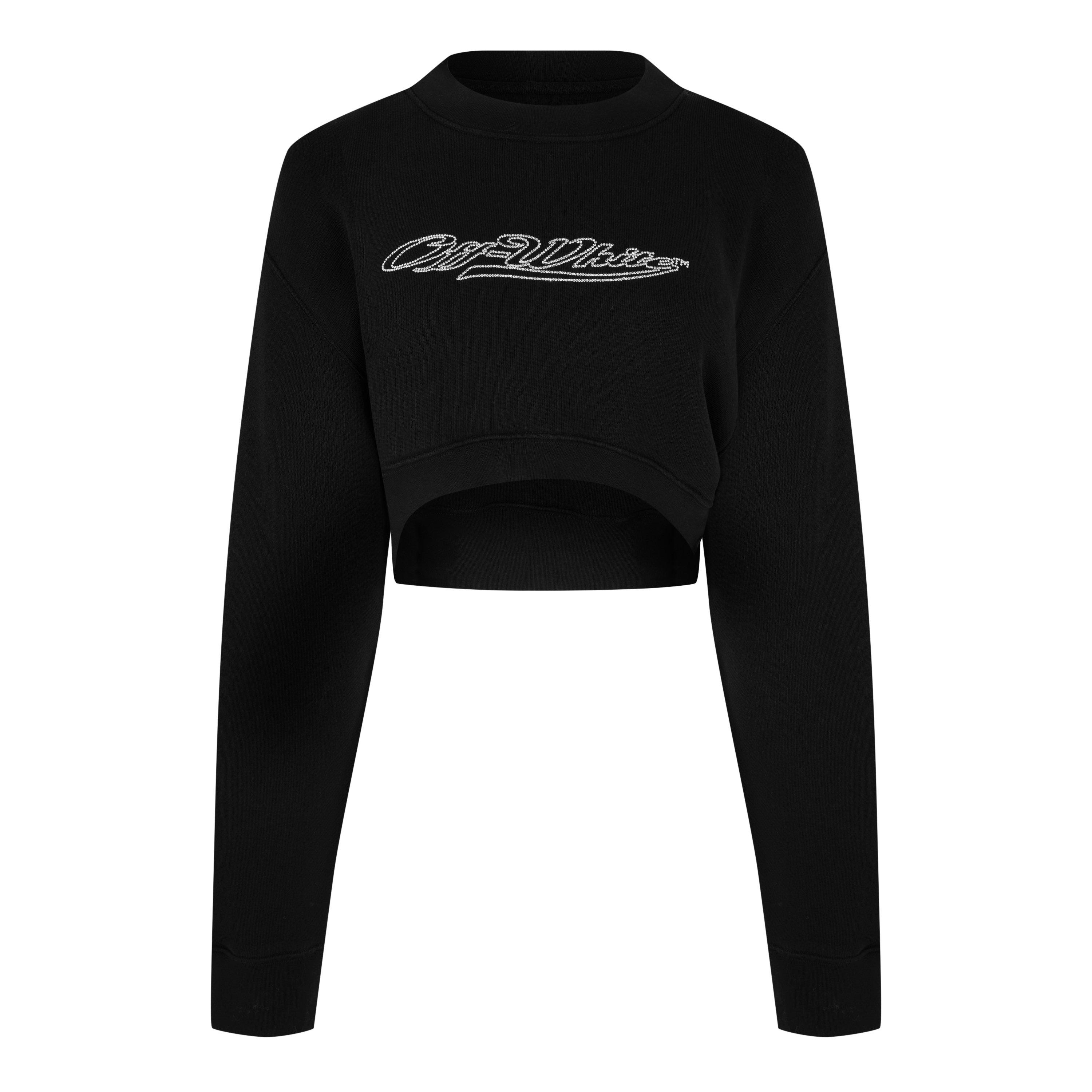 Black - Off White - Women's Bling Cropped Sweatshirt - 1