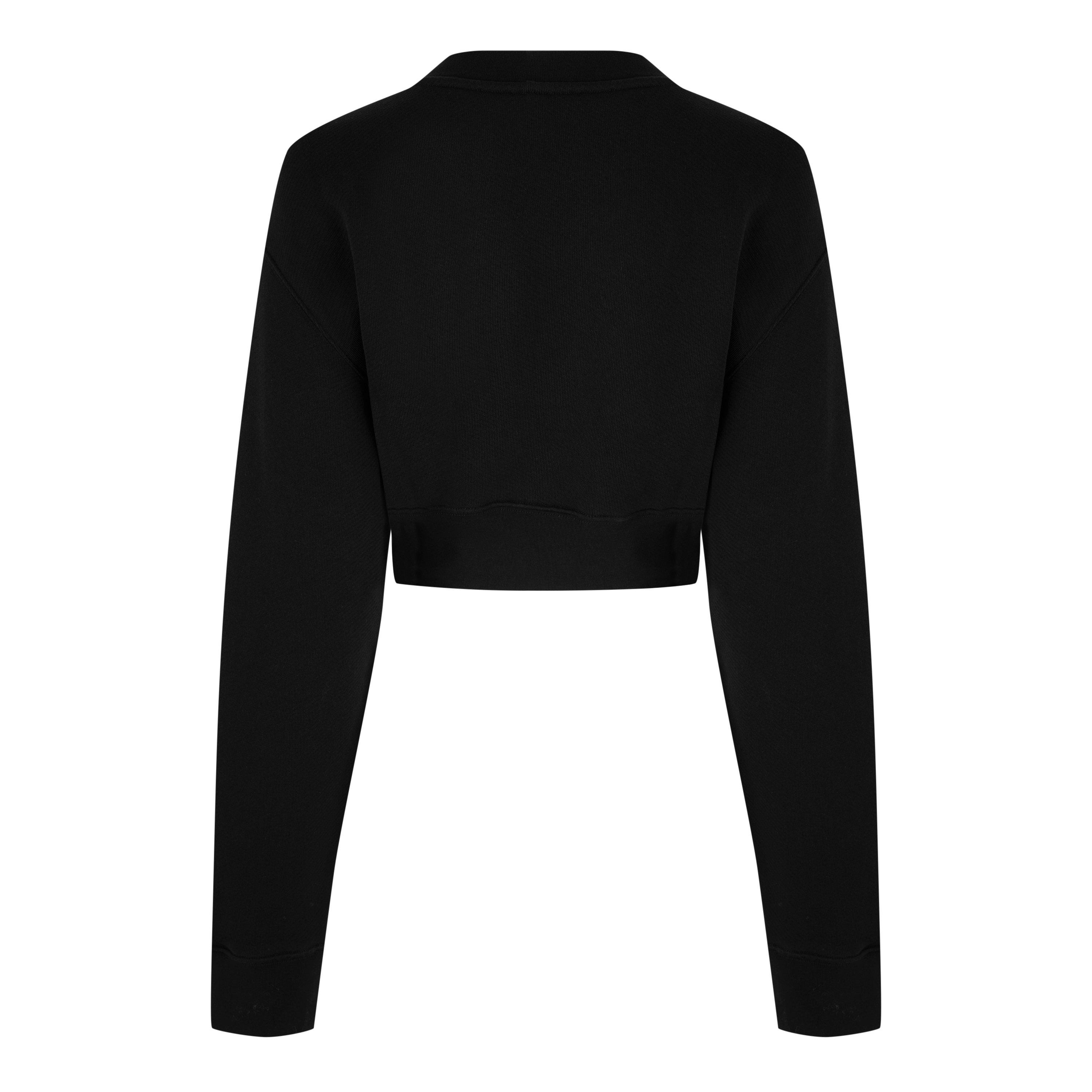 Black - Off White - Women's Bling Cropped Sweatshirt - 2