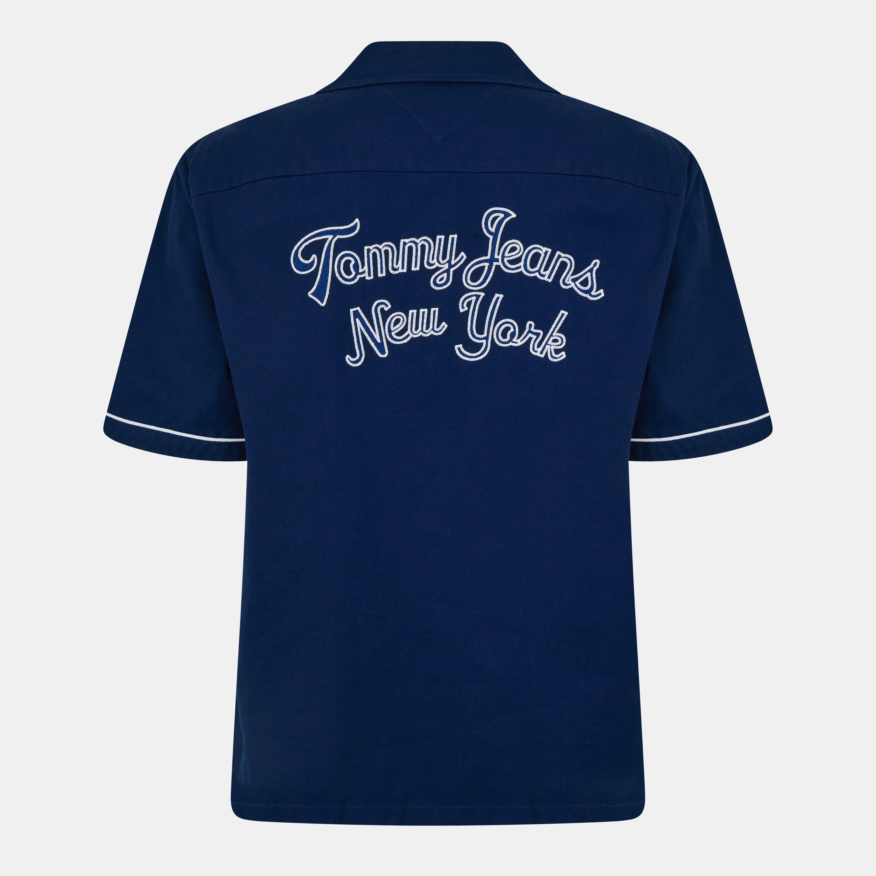 Donkere Nacht Marineblauw - Tommy Jeans - Men's Camp Collar Short-Sleeve Bowling Shirt - 2