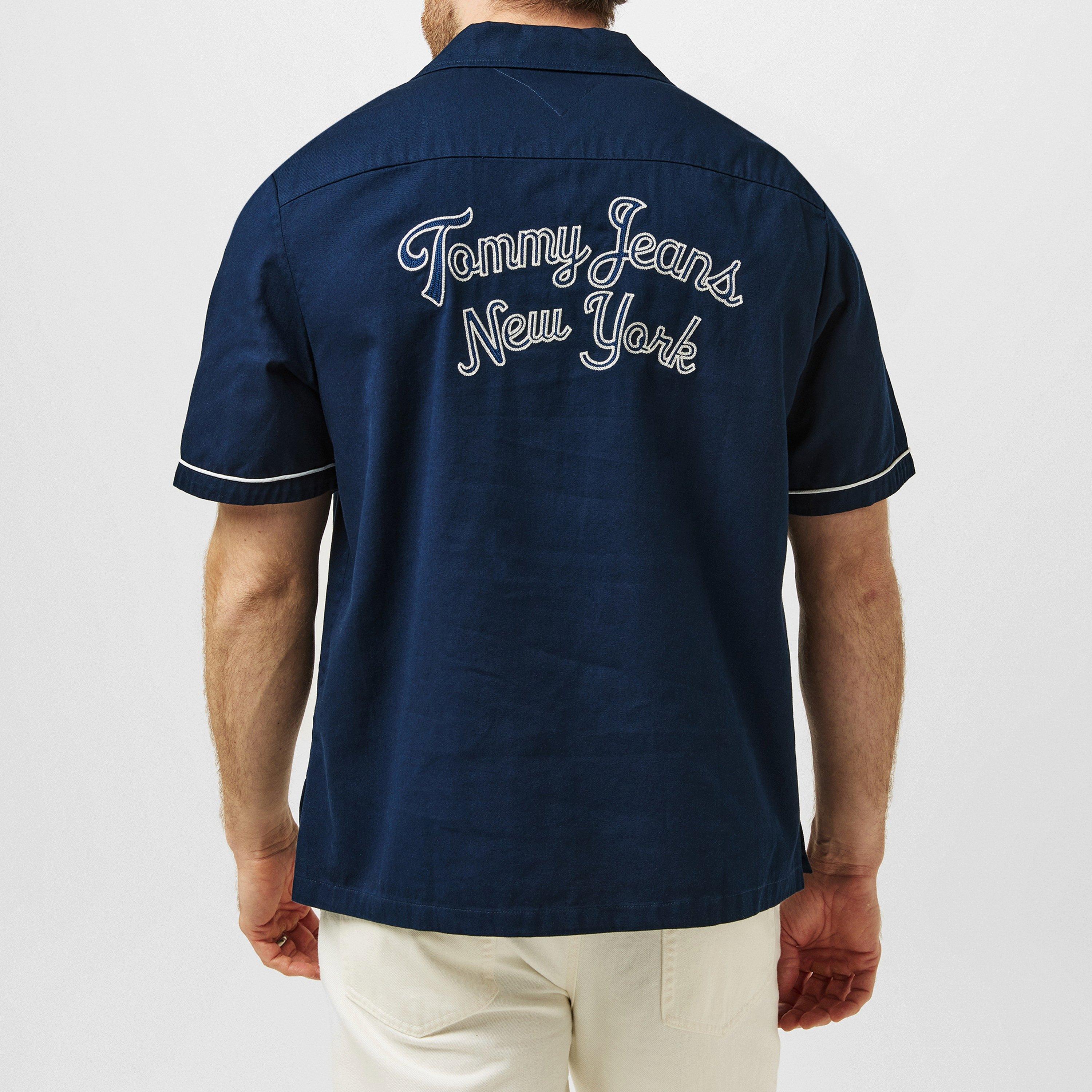 Donkere Nacht Marineblauw - Tommy Jeans - Men's Camp Collar Short-Sleeve Bowling Shirt - 4
