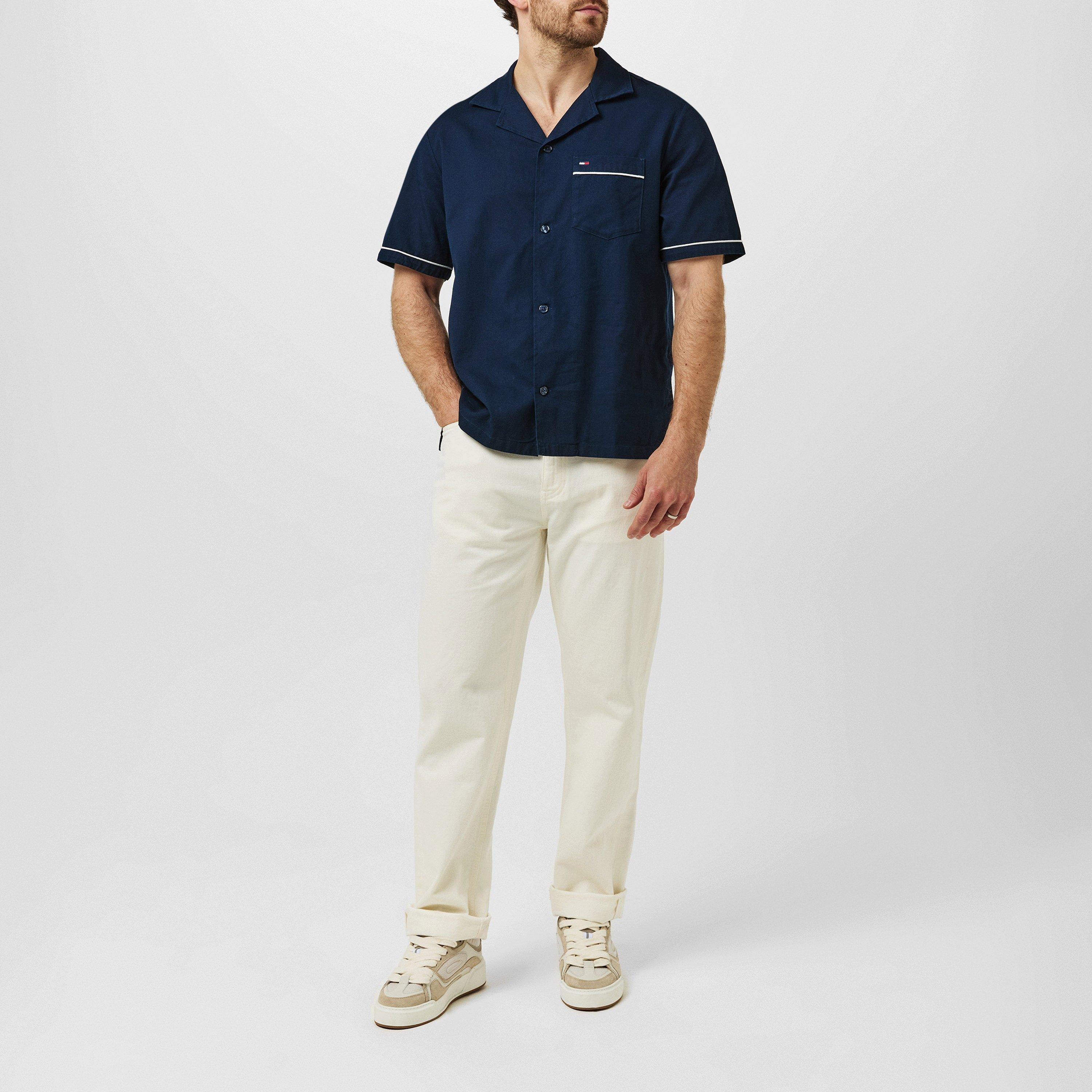 Donkere Nacht Marineblauw - Tommy Jeans - Men's Camp Collar Short-Sleeve Bowling Shirt - 6