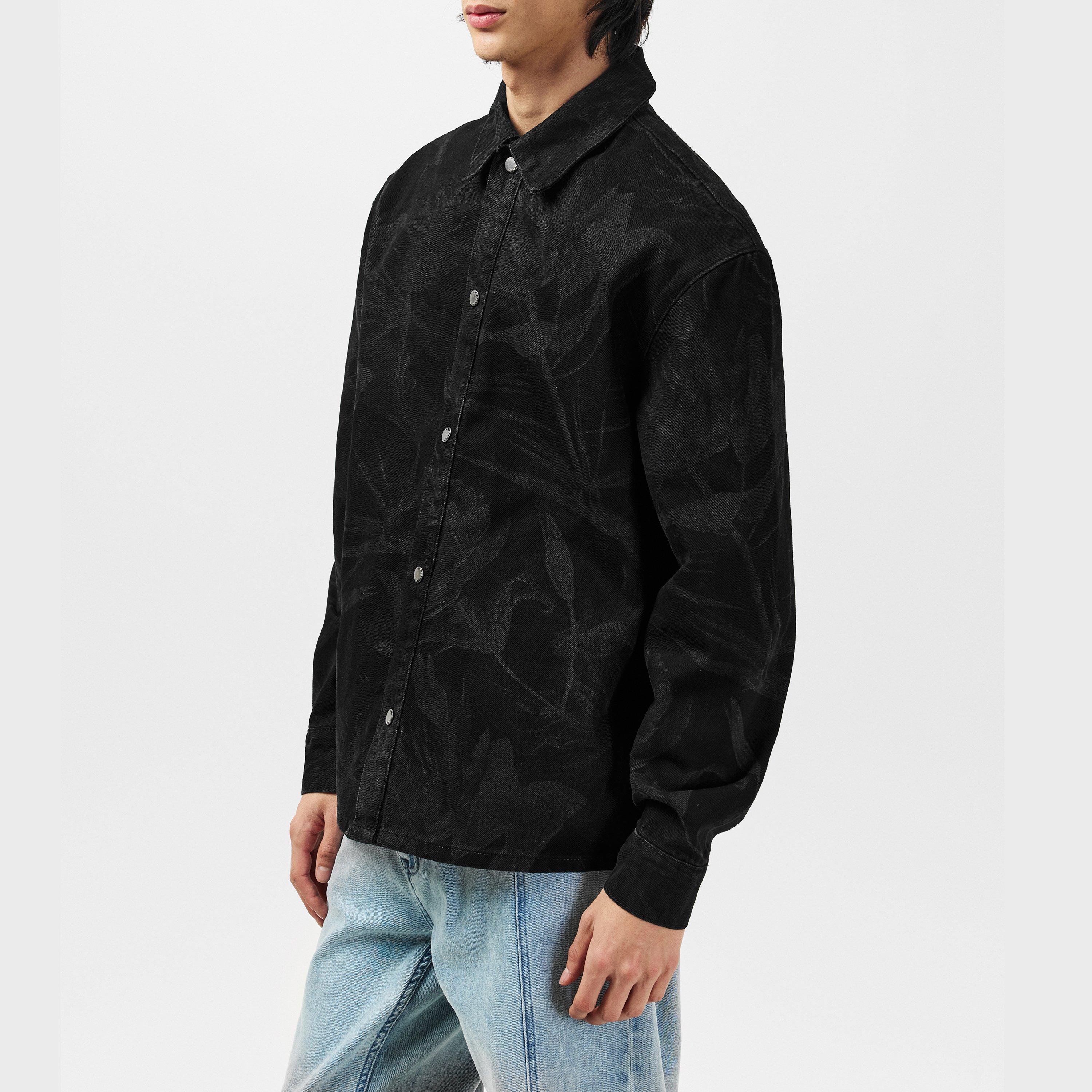 Black - Daily Paper - Men's Floral Laser Denim Jacket - 2