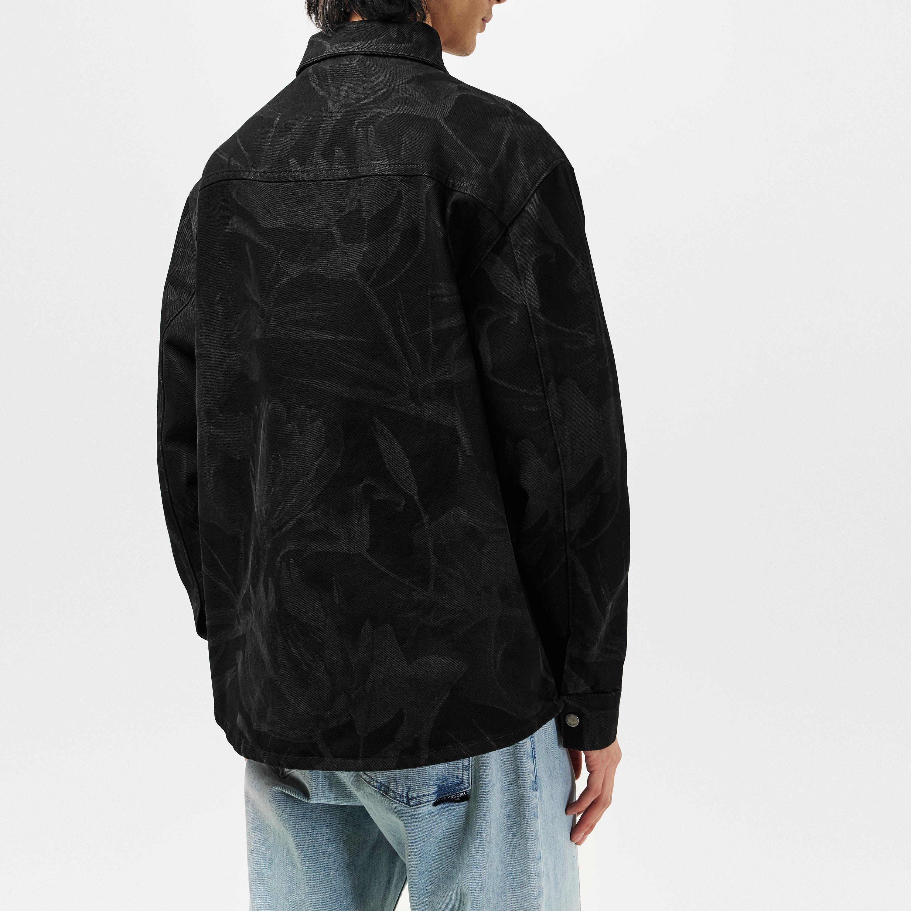 Black - Daily Paper - Men's Floral Laser Denim Jacket - 3