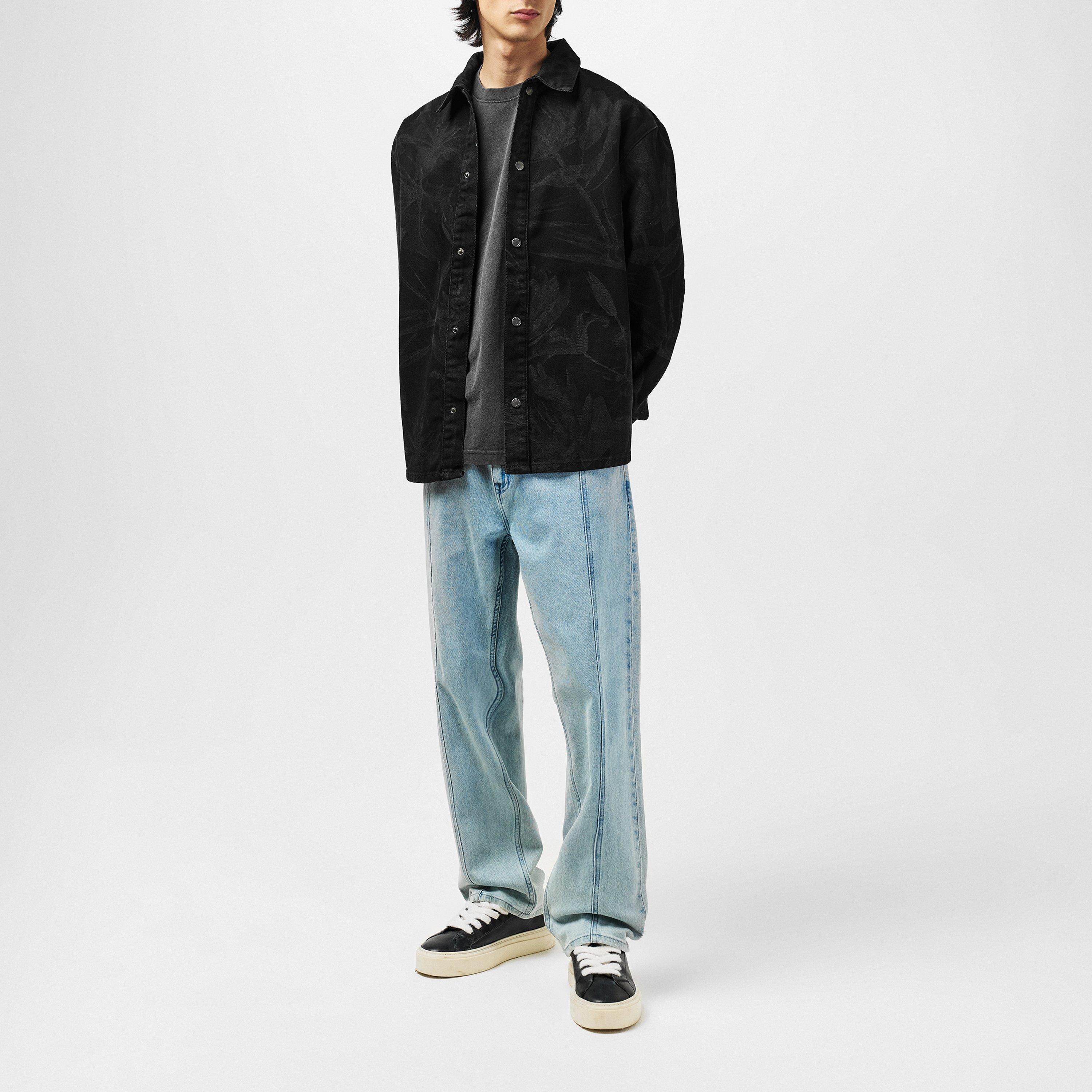 Black - Daily Paper - Men's Floral Laser Denim Jacket - 4