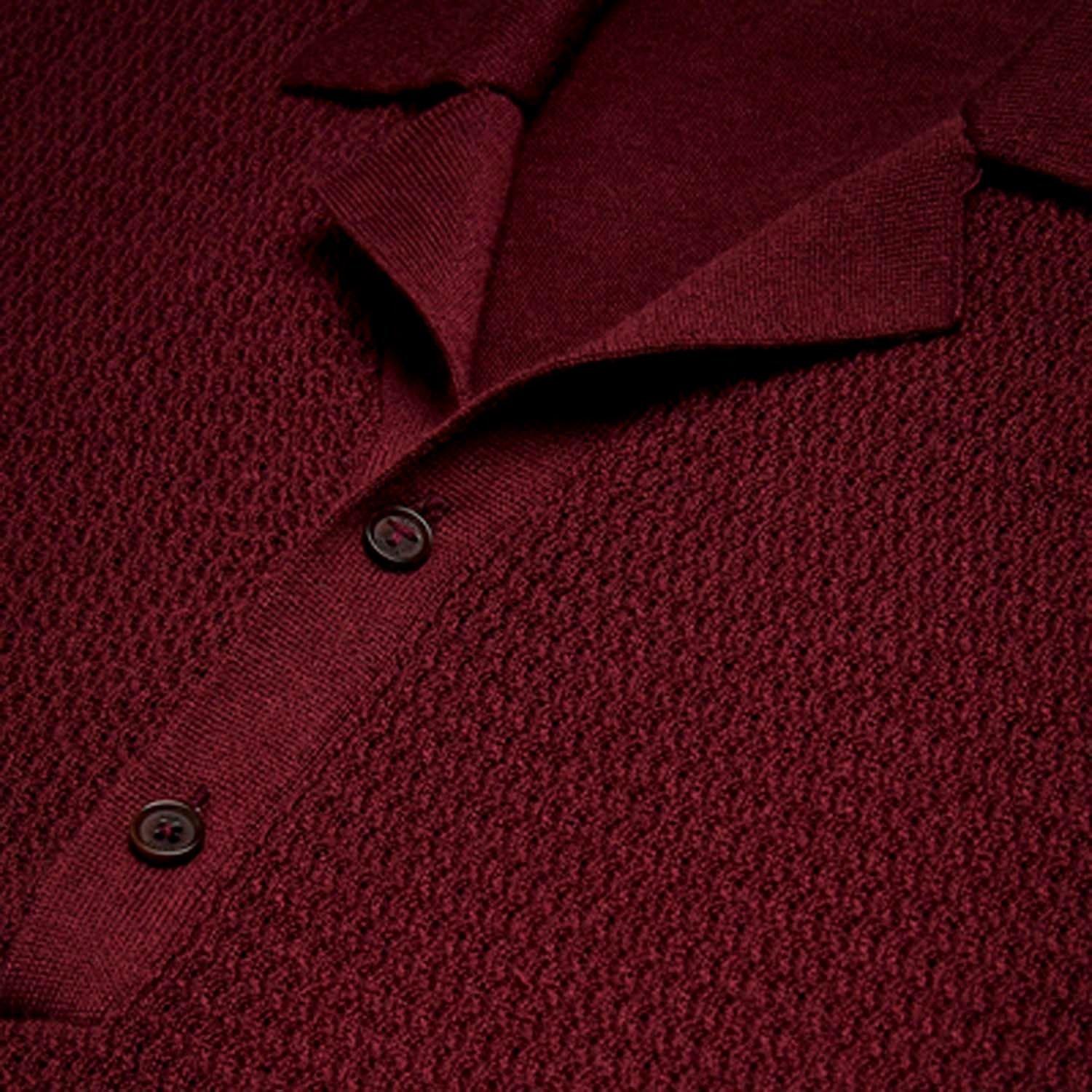 Red Maroon - Ted Baker - Adio Textured Front Polo Shirt - 5
