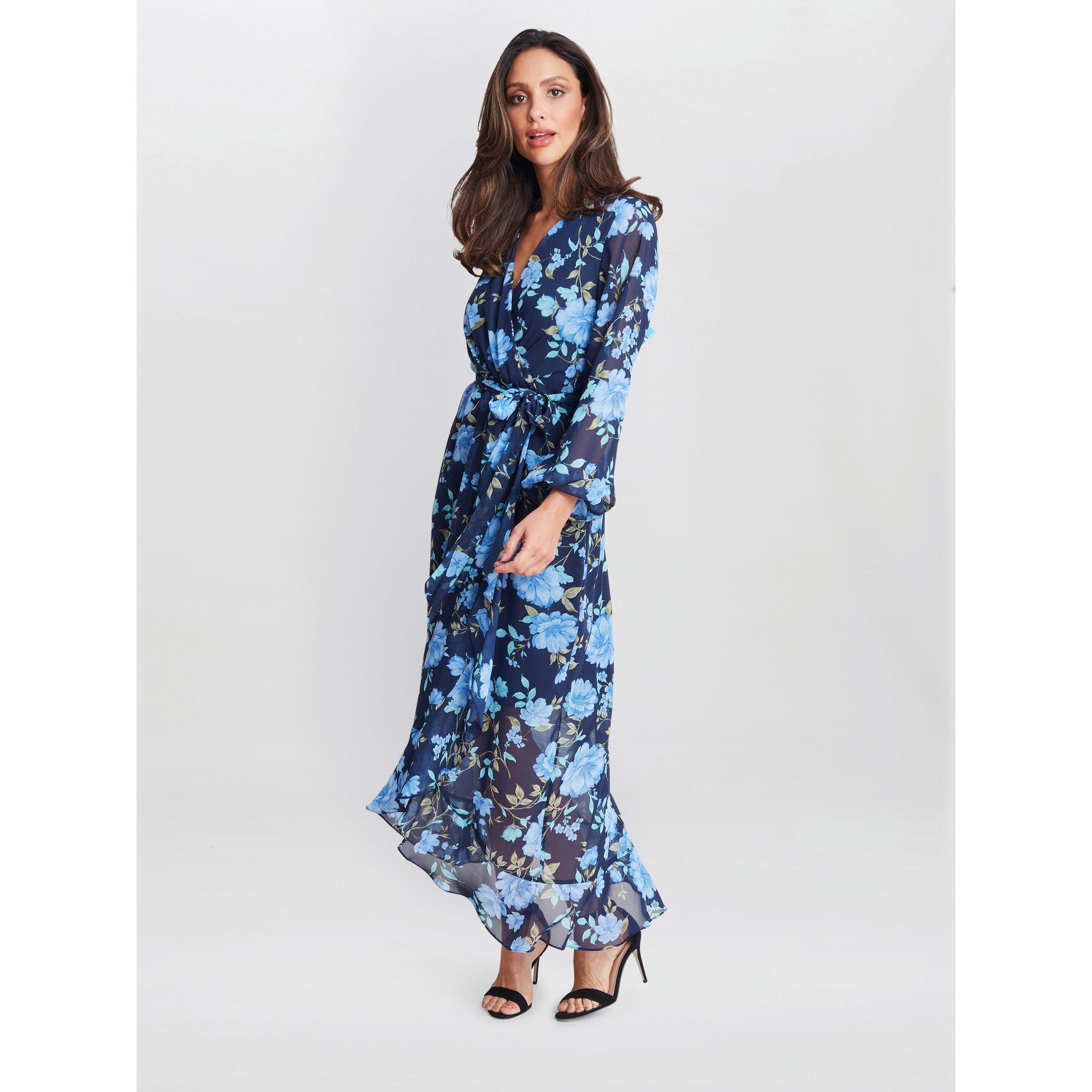 Gina Bacconi Women's Norma Printed Maxi With Tulip Overlay - Navy /  - 10
