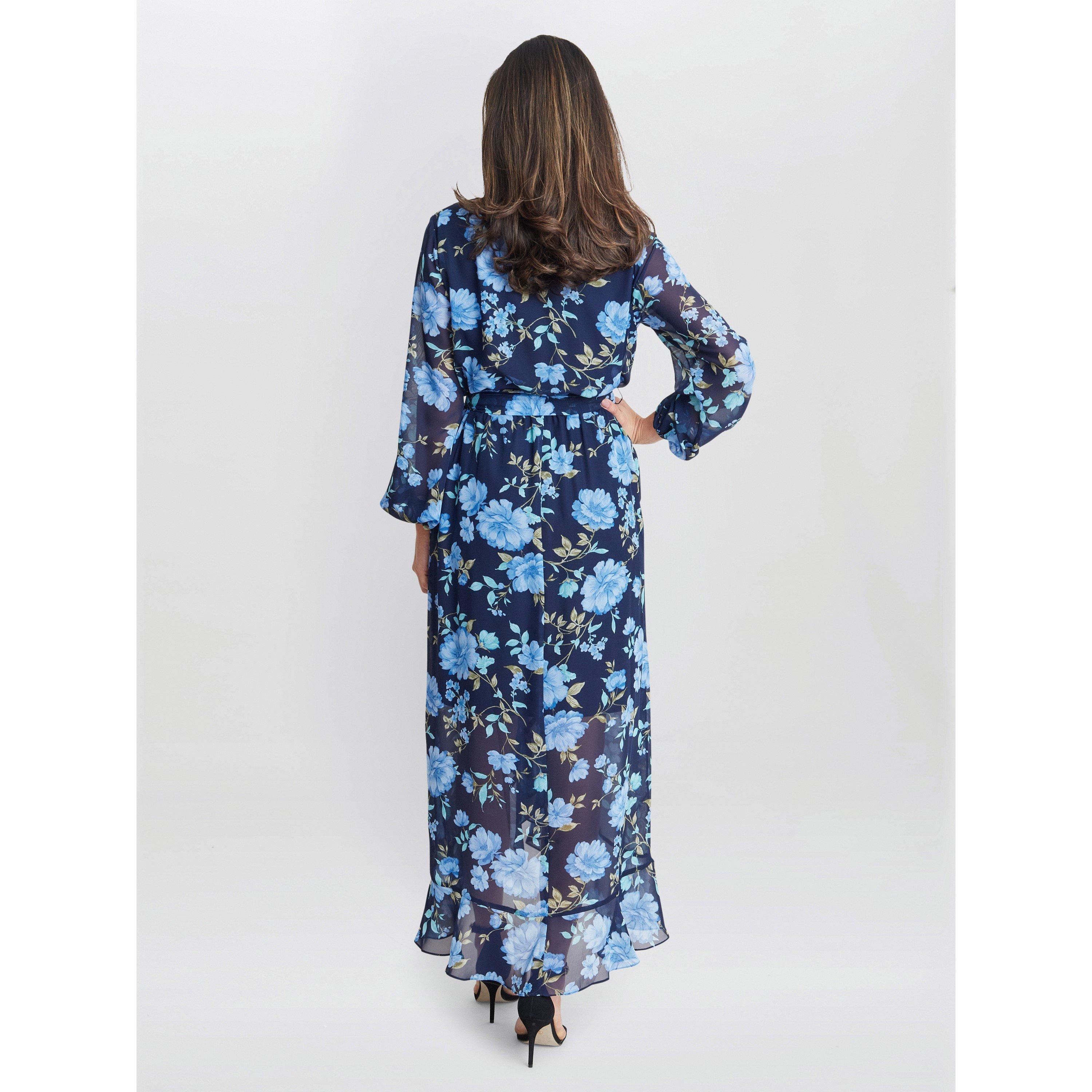 Navy / Multi - Gina Bacconi - Norma Printed Maxi With Tulip Overlay - 2