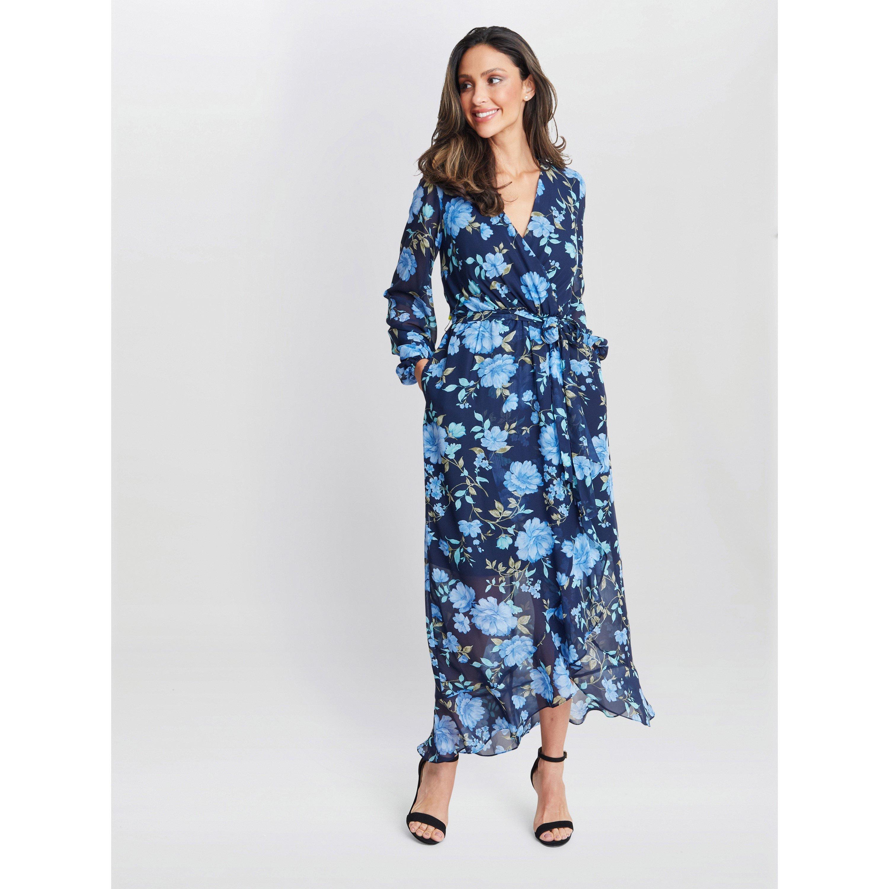 Navy / Multi - Gina Bacconi - Norma Printed Maxi With Tulip Overlay - 3