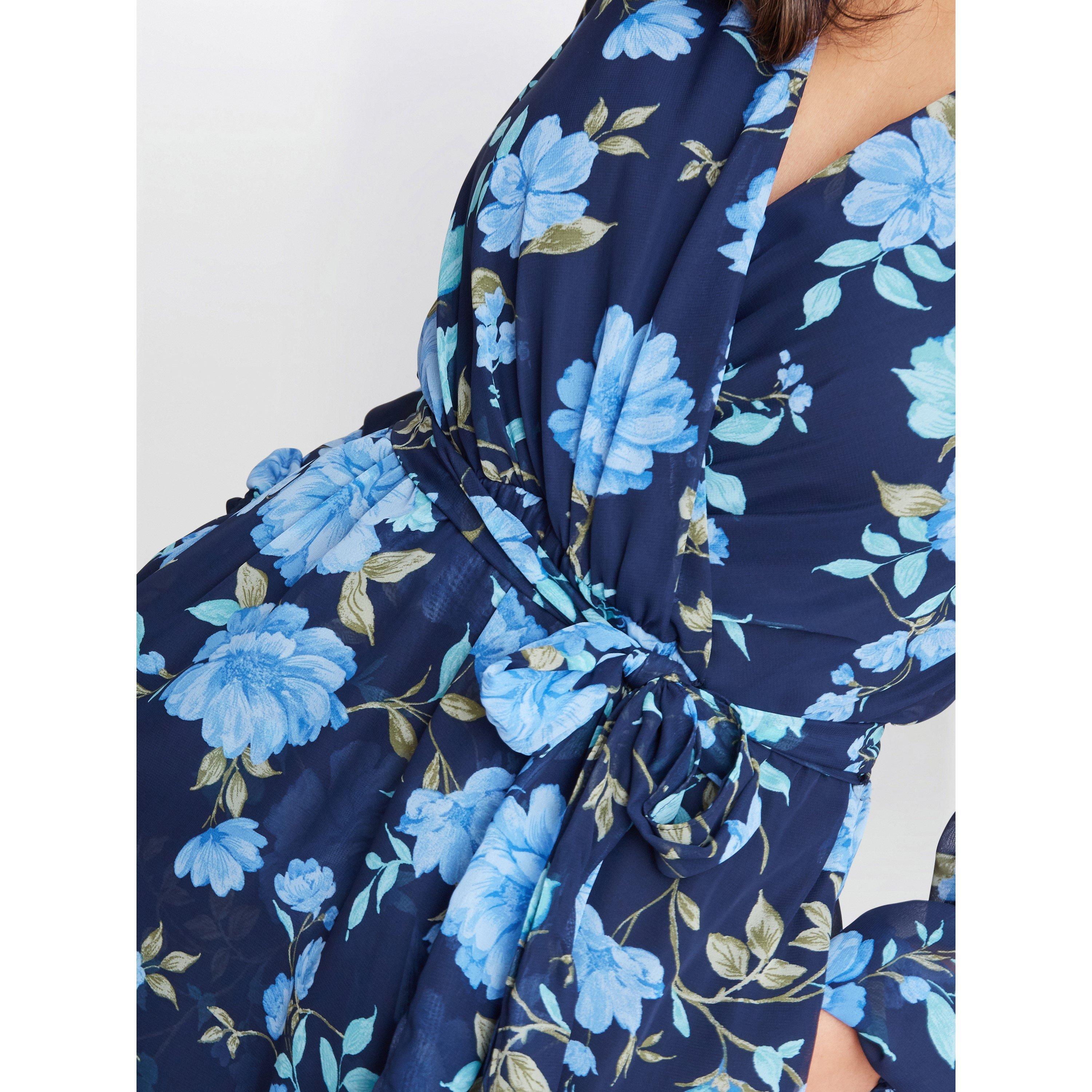 Navy / Multi - Gina Bacconi - Norma Printed Maxi With Tulip Overlay - 5