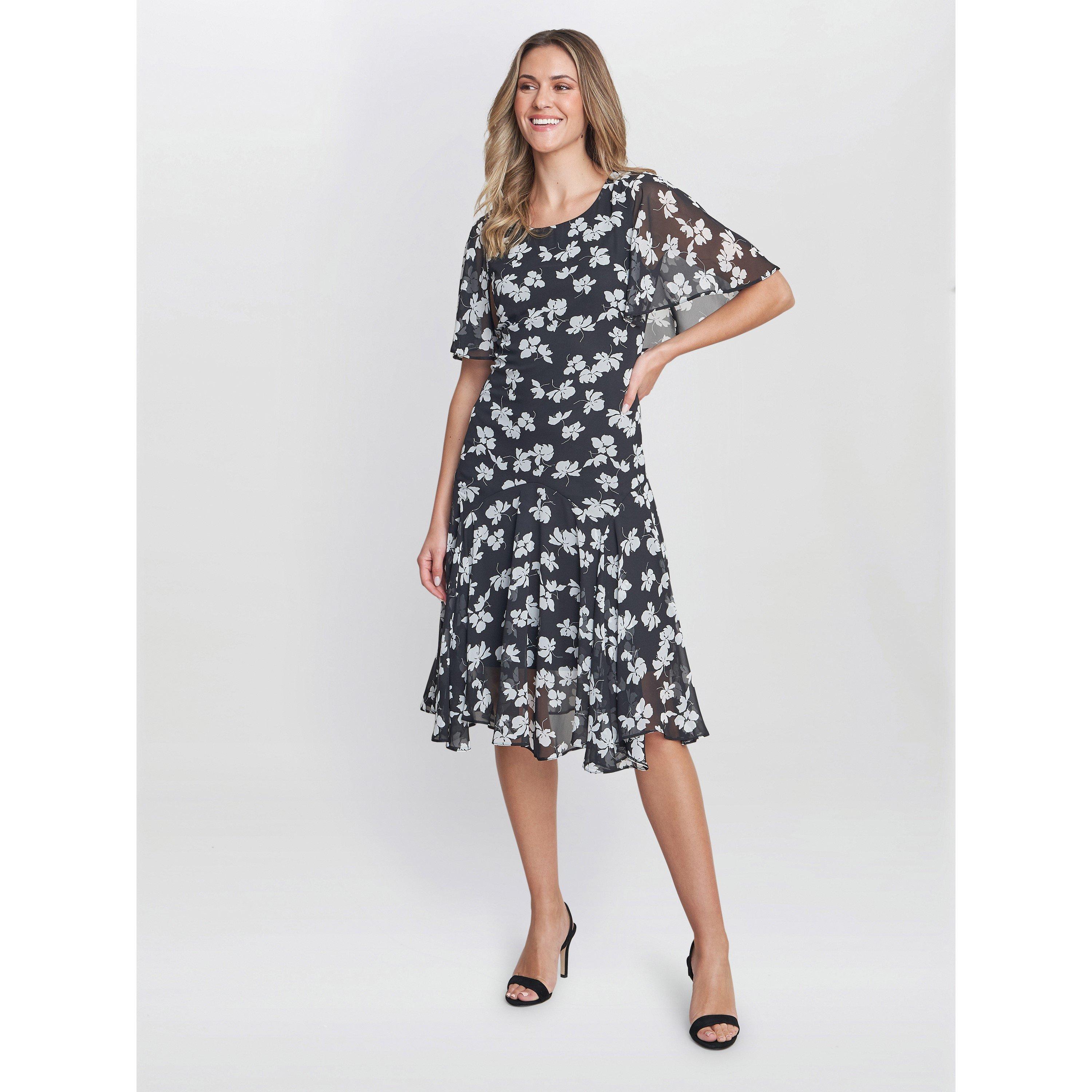 Gina Bacconi Women's Annette Chiffon Jersey Dress - Black / White - 18
