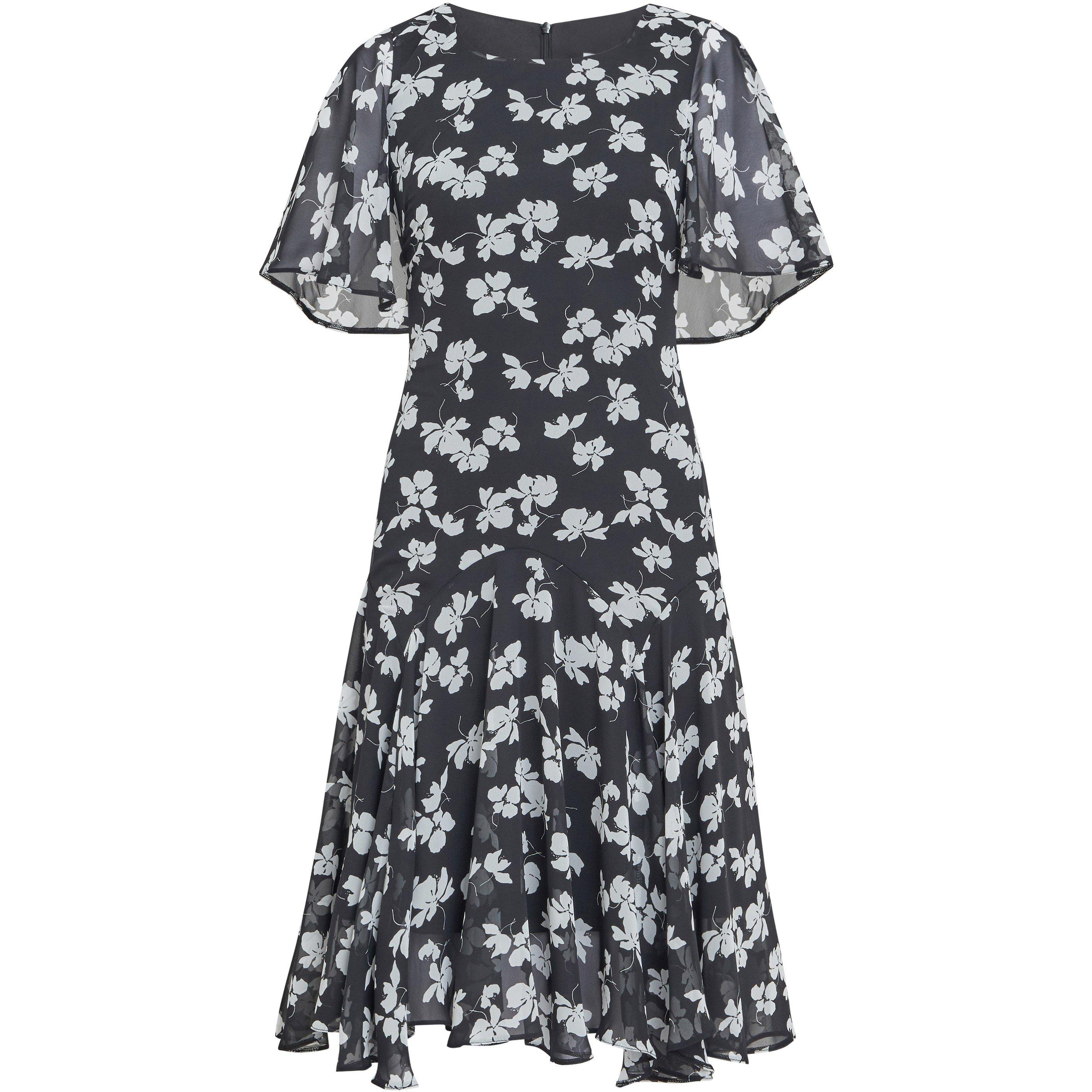 Black / White - Gina Bacconi - Women's Annette Chiffon Jersey Dress - 4