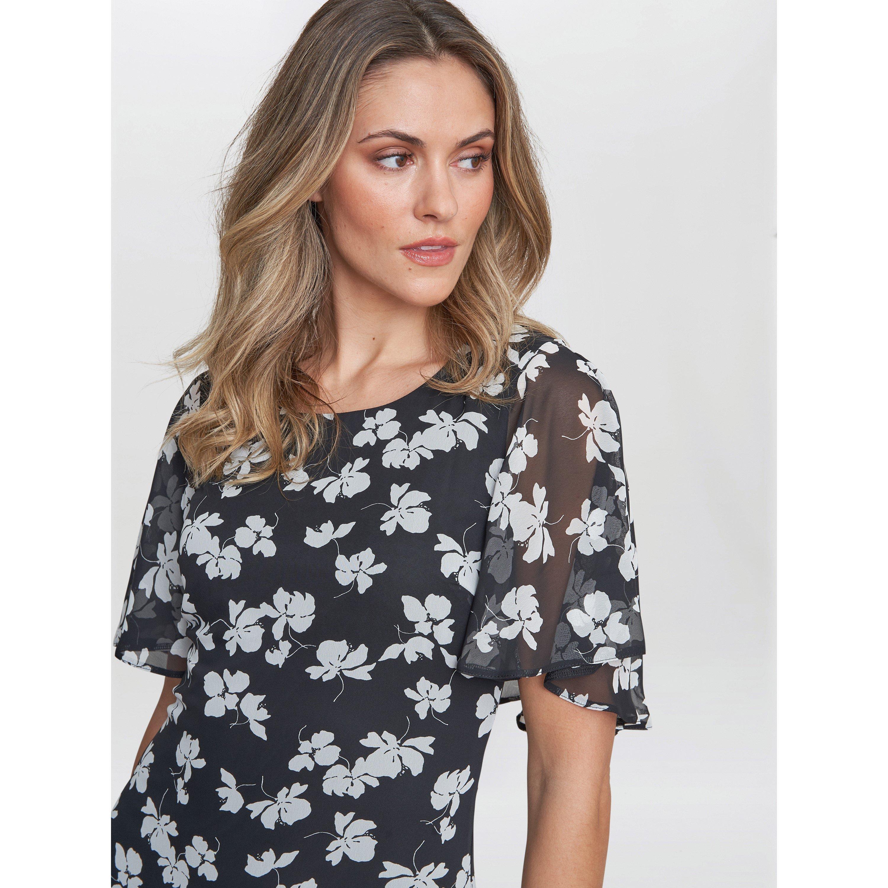 Black / White - Gina Bacconi - Women's Annette Chiffon Jersey Dress - 5