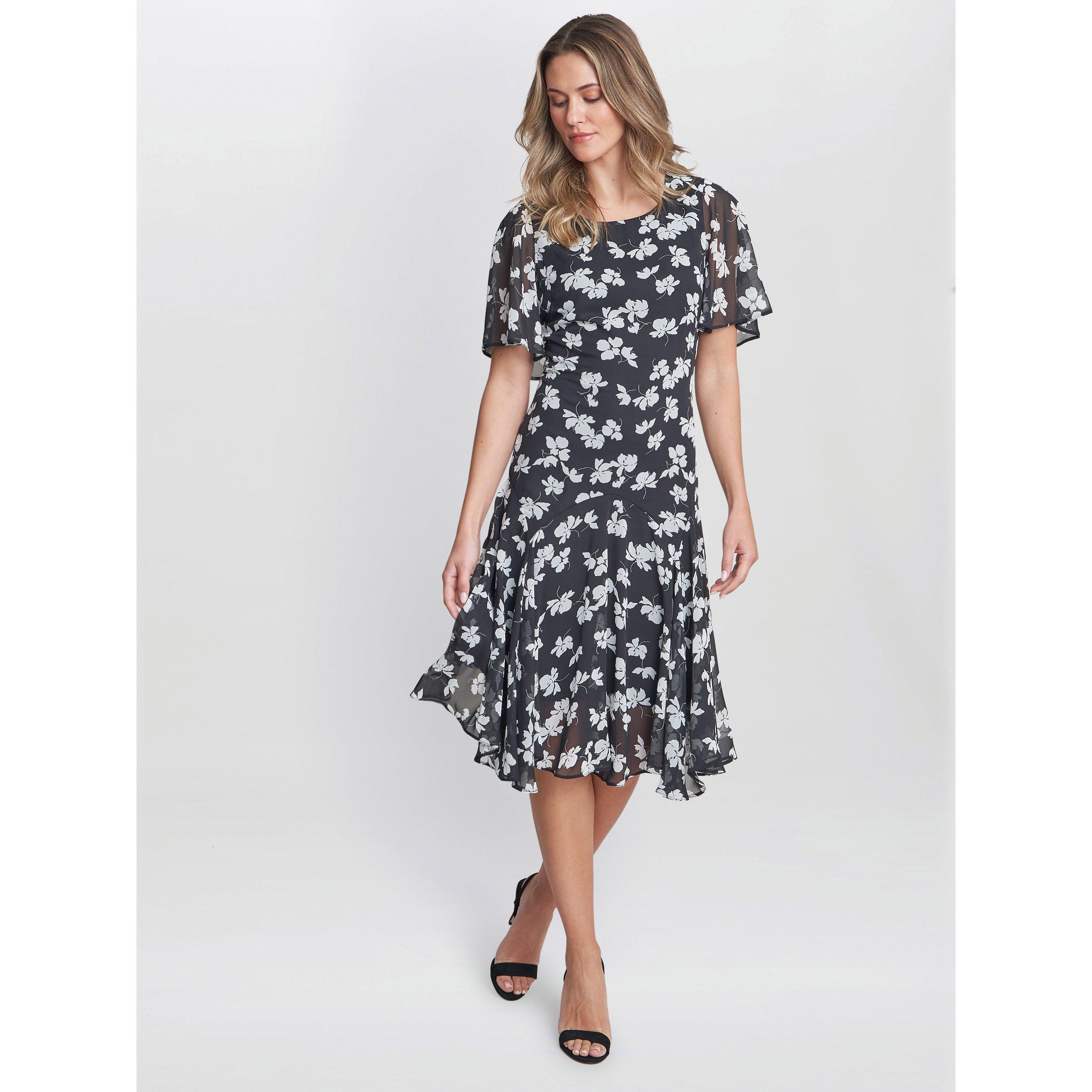 Black / White - Gina Bacconi - Women's Annette Chiffon Jersey Dress - 6