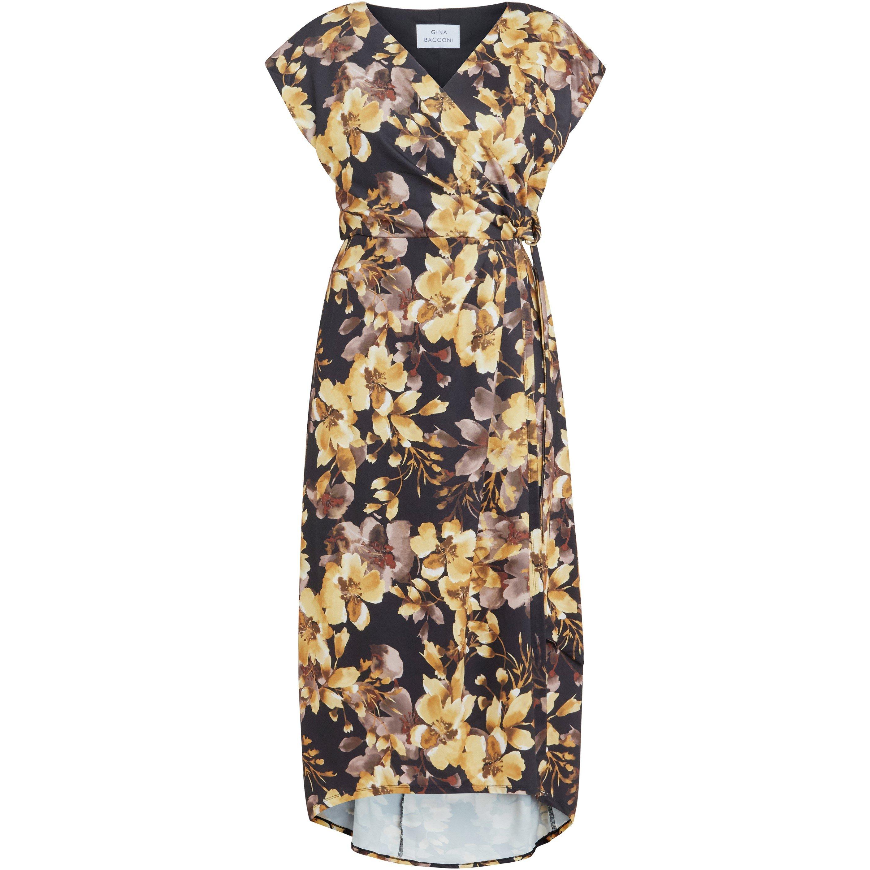 Black / Multi - Gina Bacconi - Women's Remi Printed Maxi Wrap Dress - 4