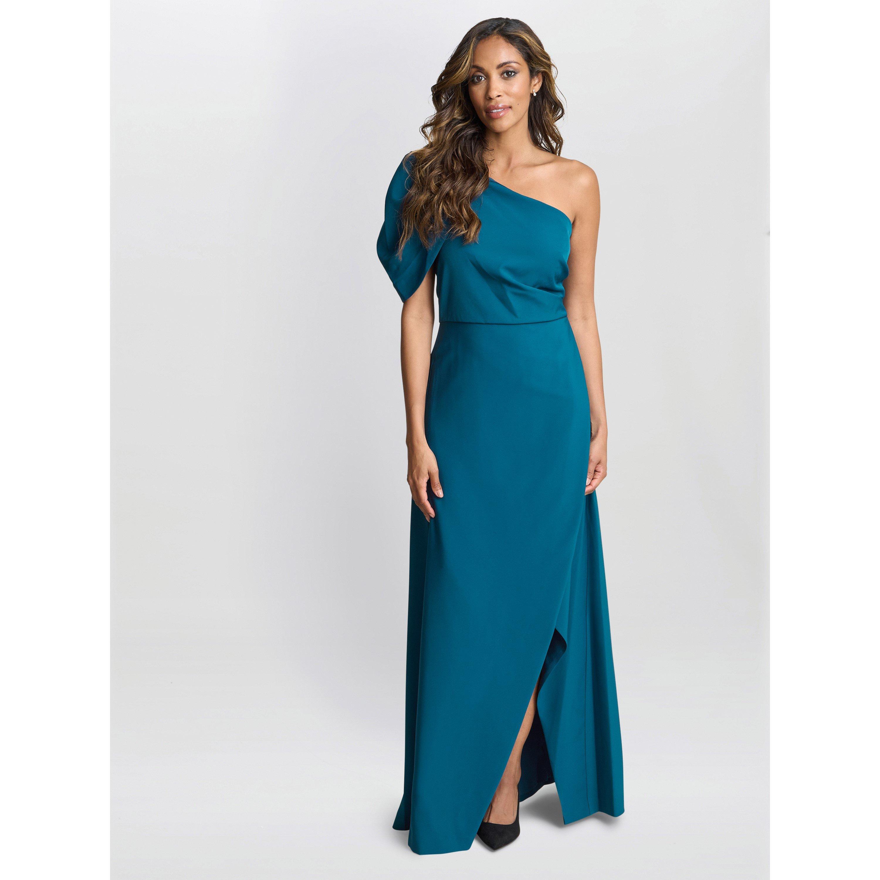 Light Navy - Gina Bacconi - Women's Tori One Shoulder Crepe Maxi Dress - 1