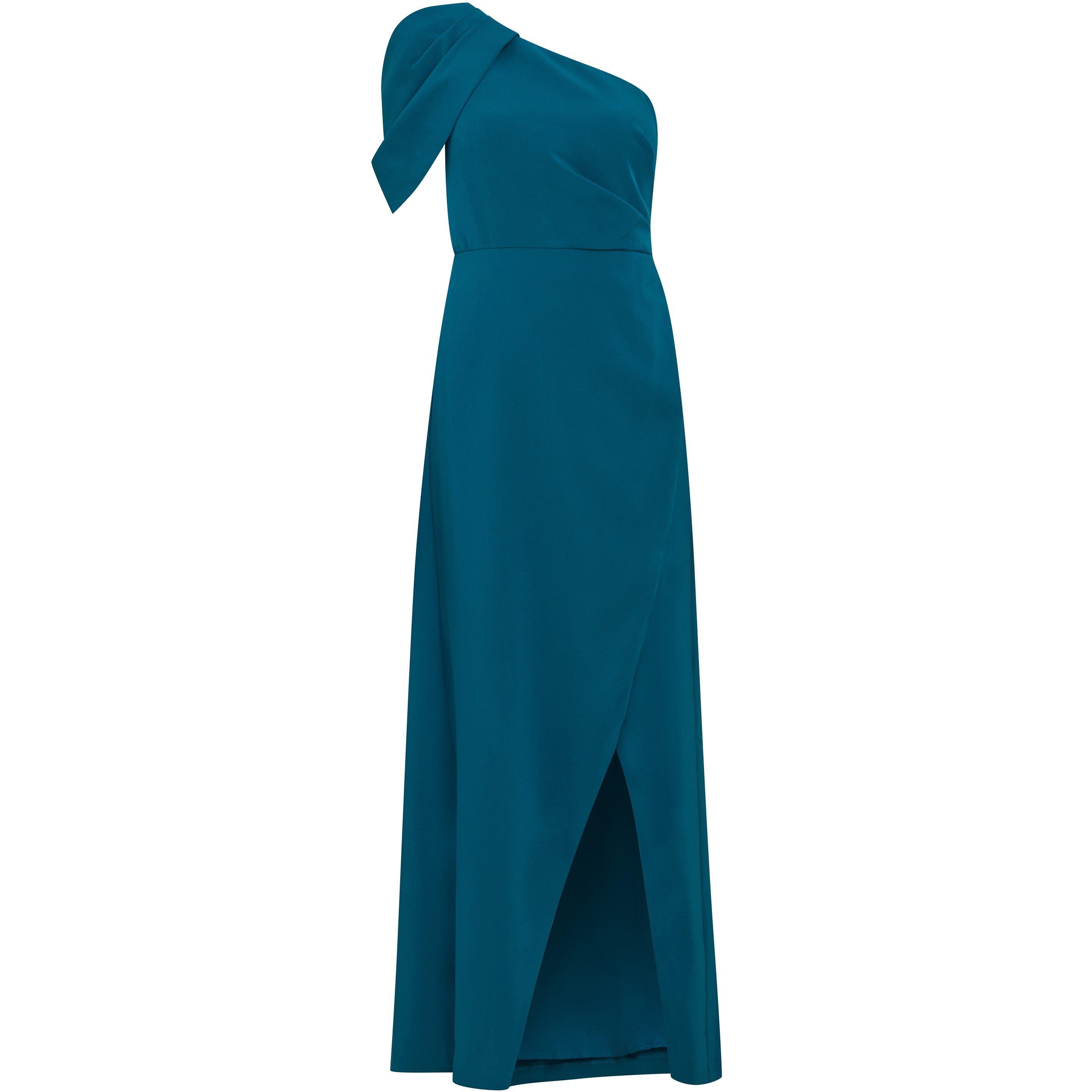 Light Navy - Gina Bacconi - Women's Tori One Shoulder Crepe Maxi Dress - 4