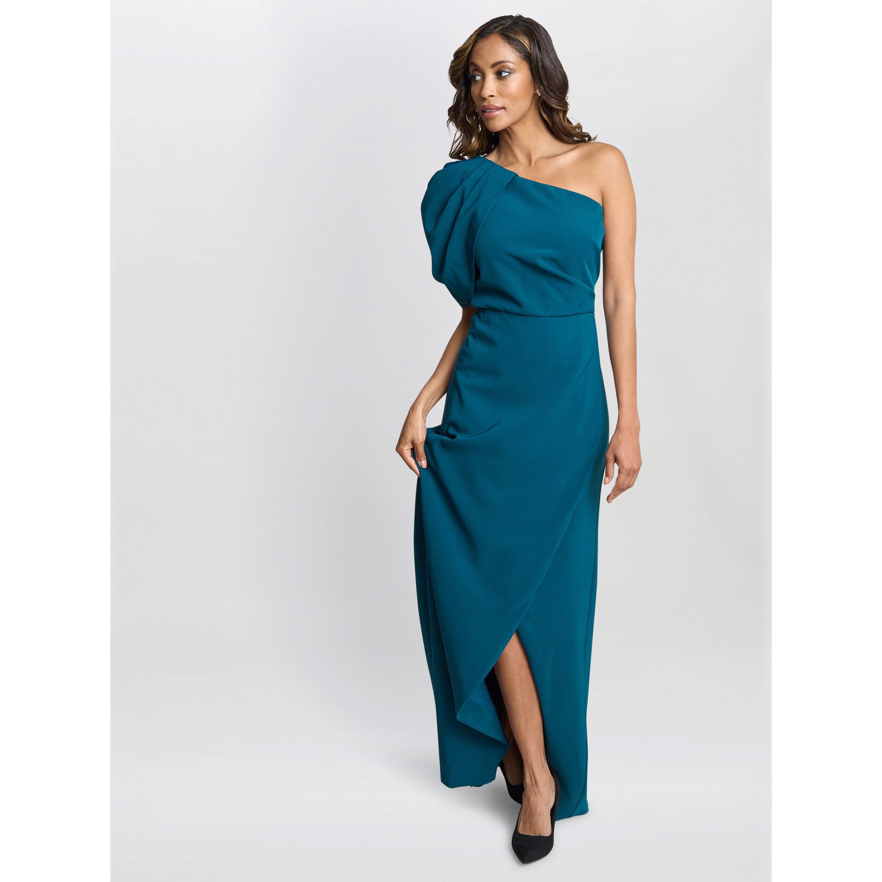 Light Navy - Gina Bacconi - Women's Tori One Shoulder Crepe Maxi Dress - 5