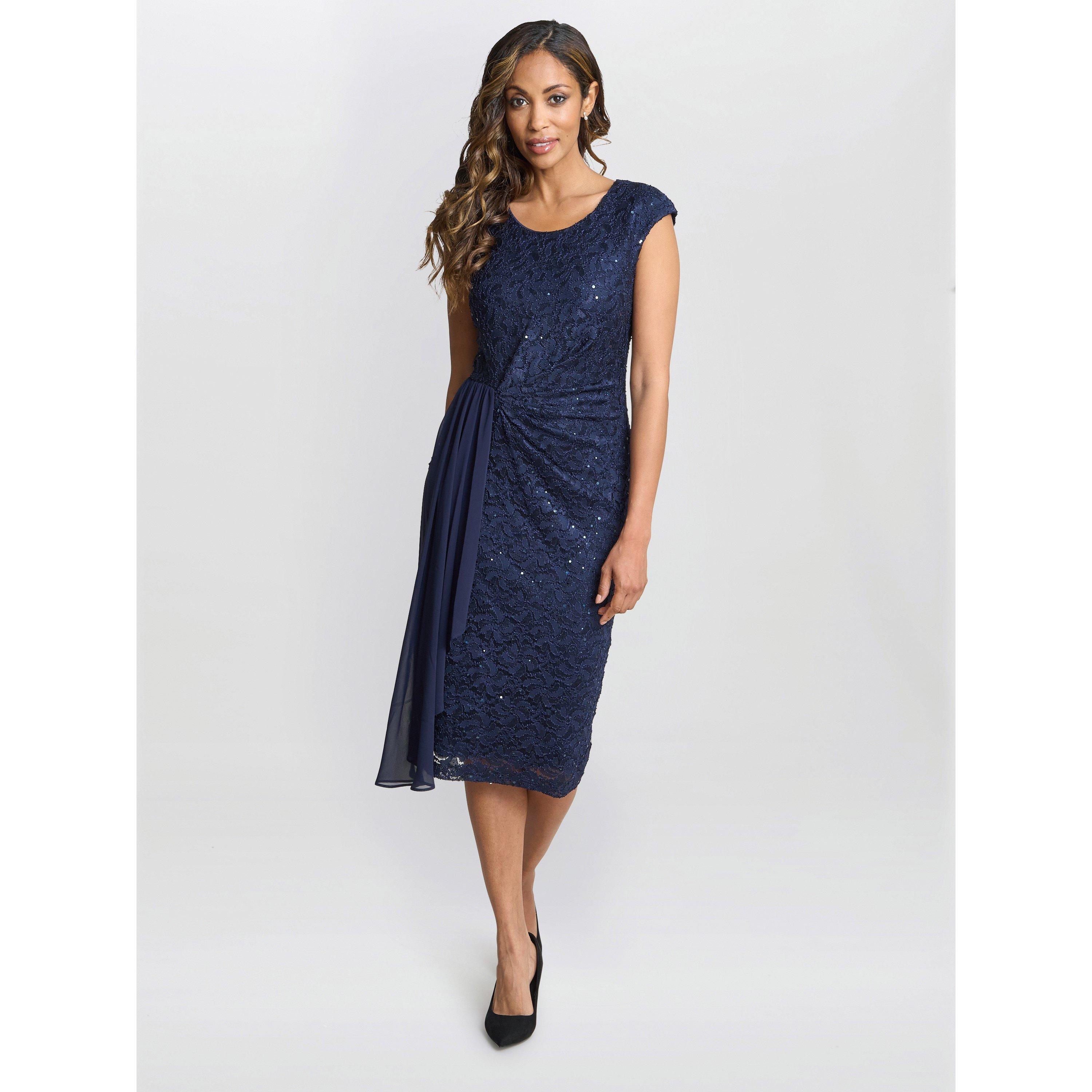 Gina Bacconi Women's Everlee Lace Shift Dress - Navy - 18