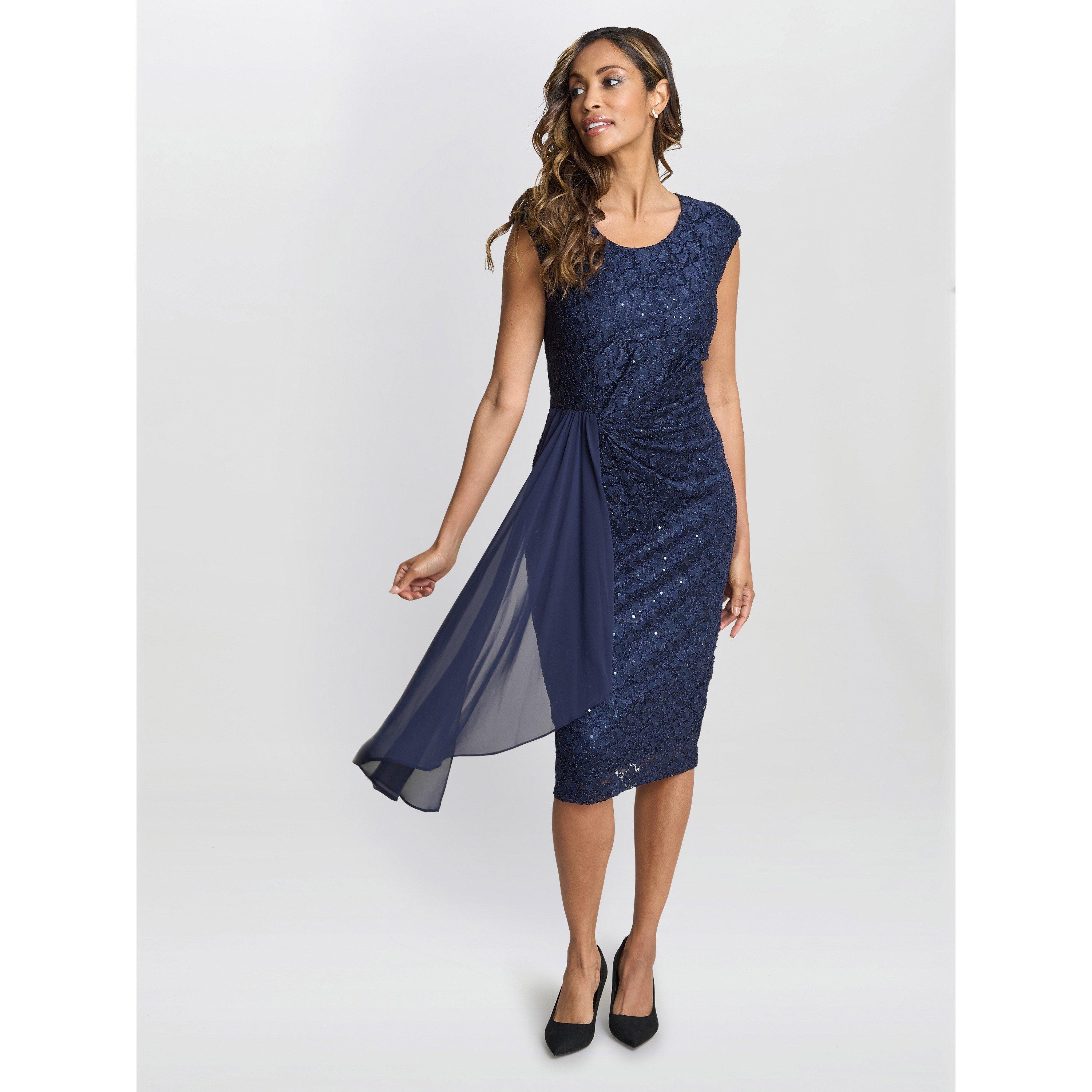 Navy - Gina Bacconi - Women's Everlee Lace Shift Dress - 3