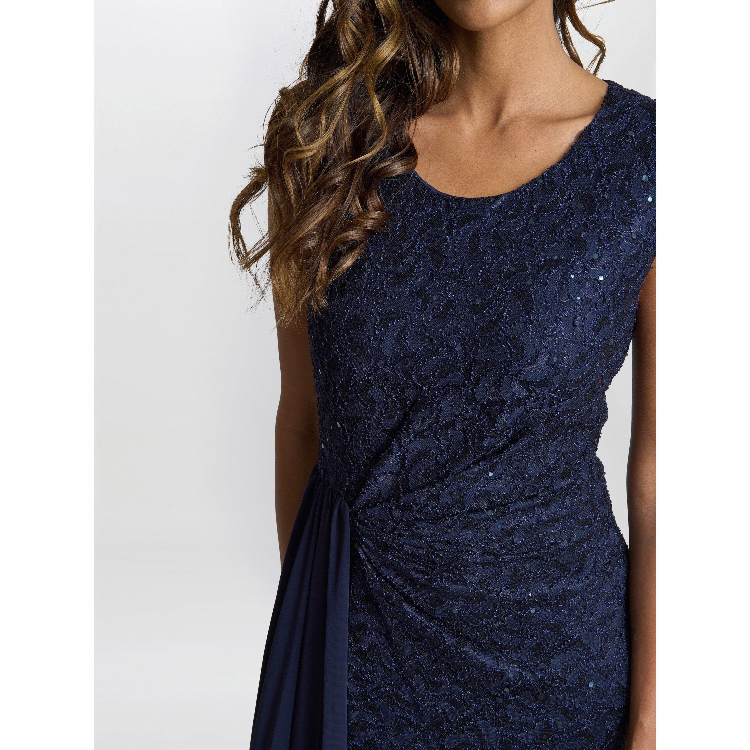 Navy - Gina Bacconi - Women's Everlee Lace Shift Dress - 5