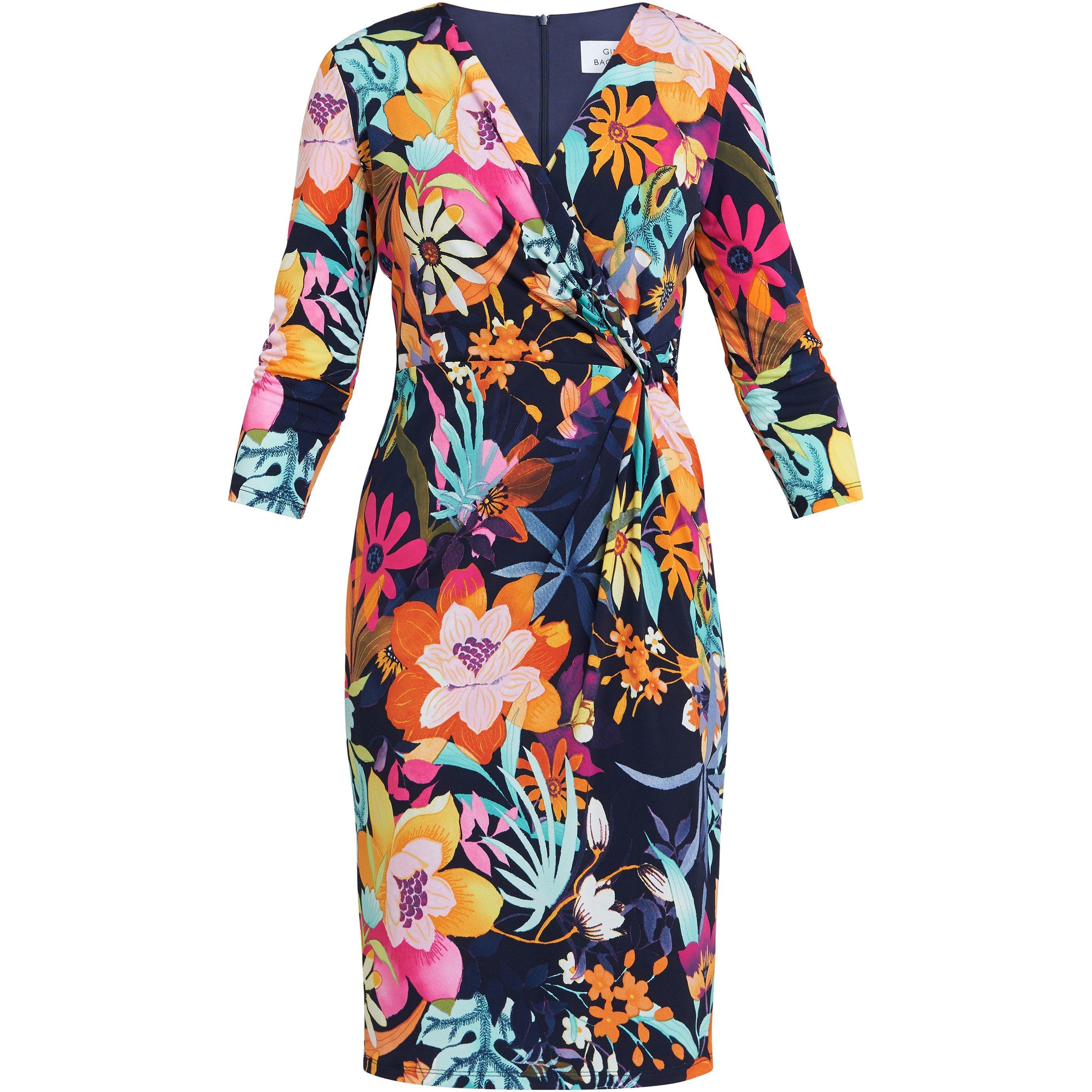 Navy / Multi - Gina Bacconi - Women's Dana Jersey Shift Dress - 4