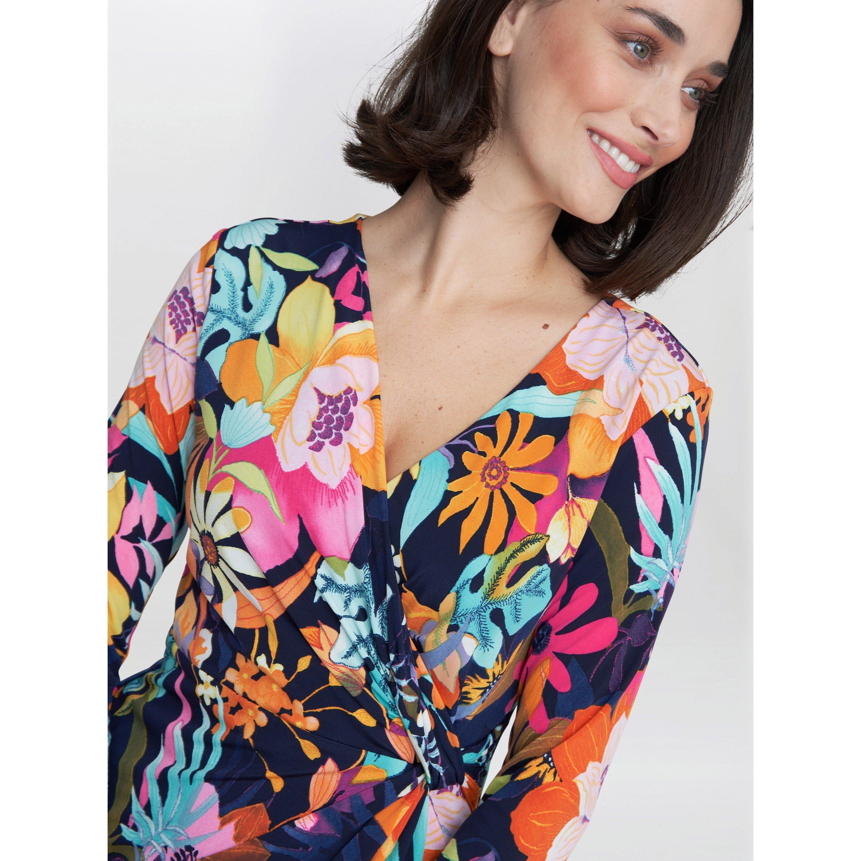 Navy / Multi - Gina Bacconi - Women's Dana Jersey Shift Dress - 5