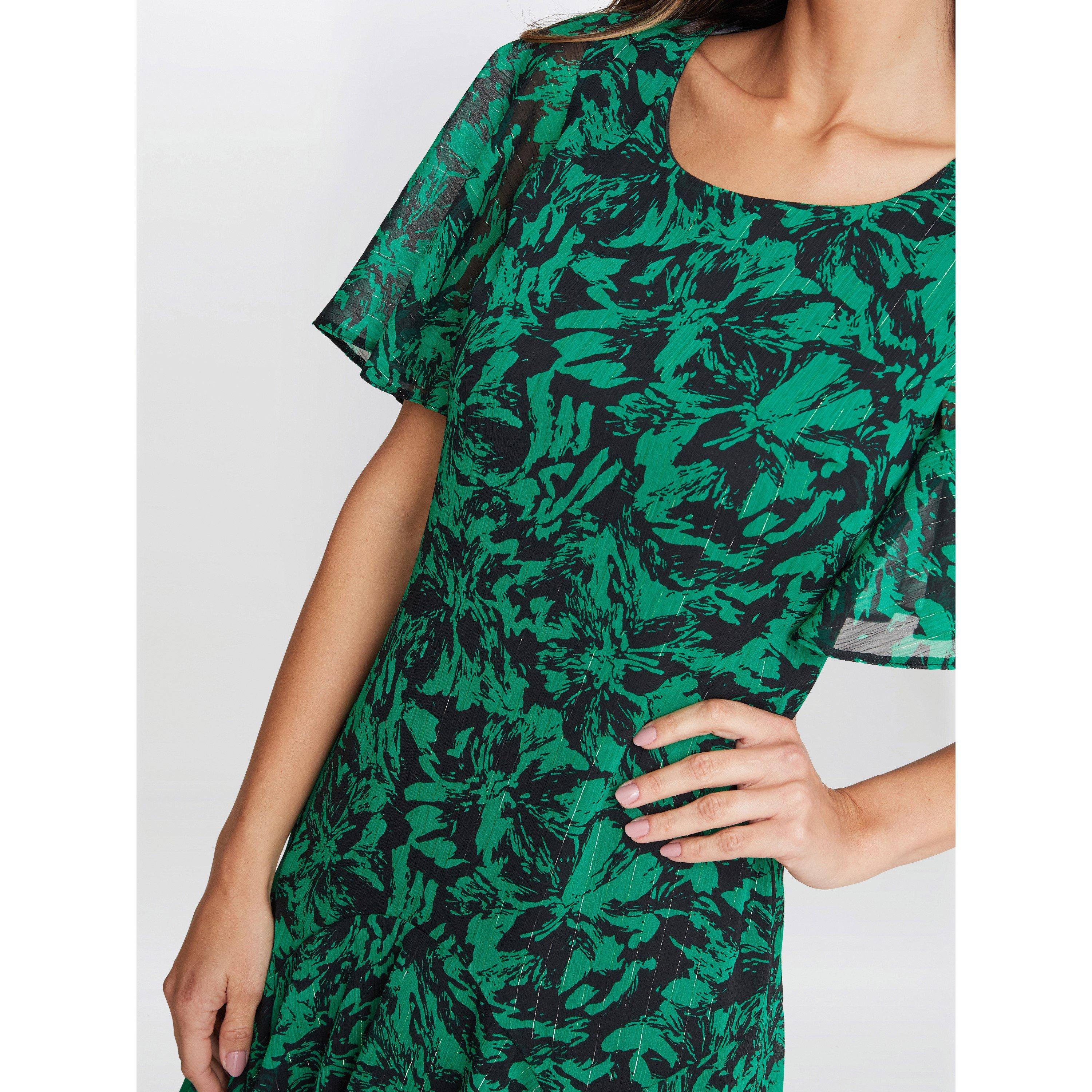 Gold / Black - Gina Bacconi - Women's Annette Chiffon Jersey Dress - 5