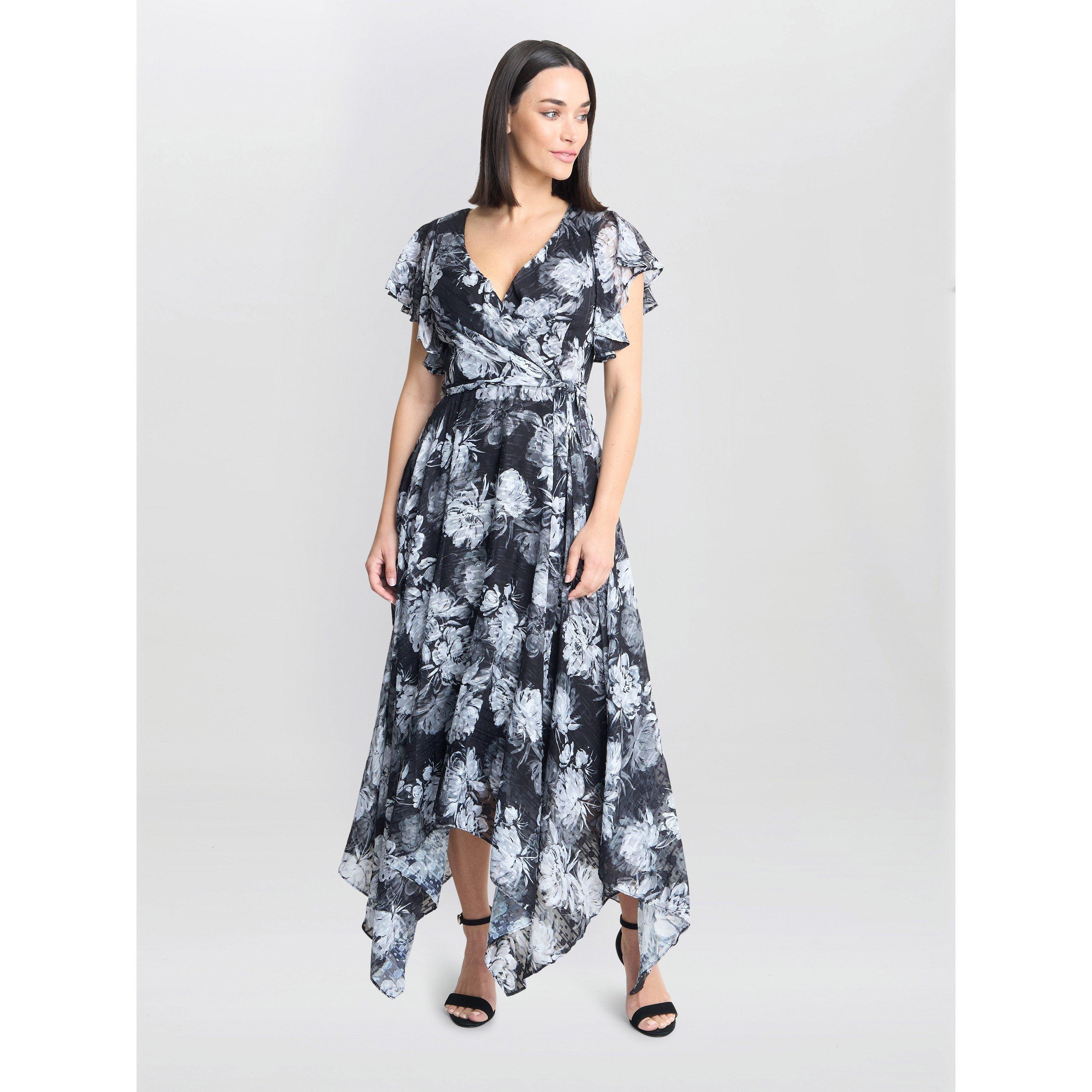 Black / White - Gina Bacconi - Jude High-Low Floral Print Dress - 3