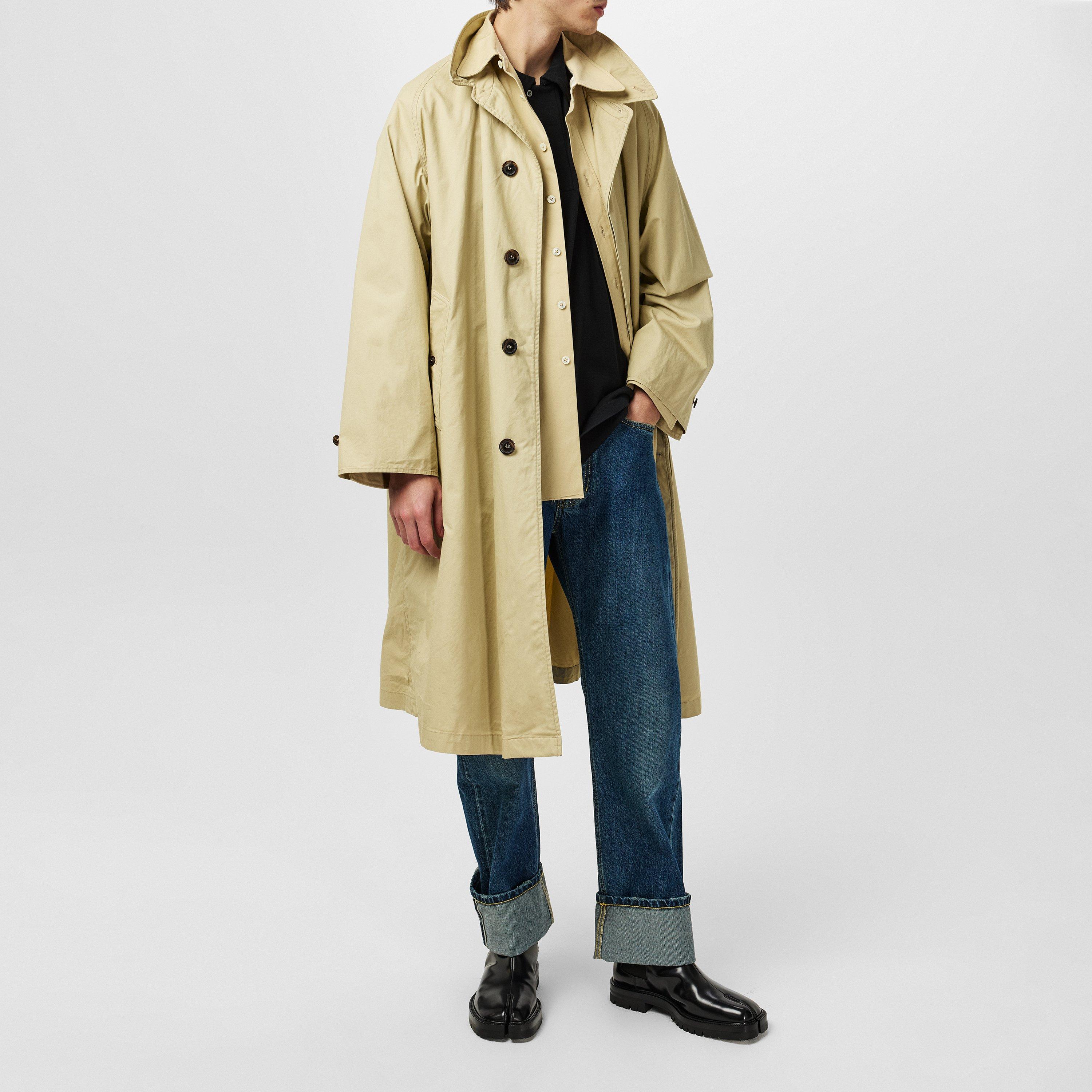 Beige - Maison Margiela - Men's Layered Cotton Long Sleeve Knee Length Trench Coat - 4
