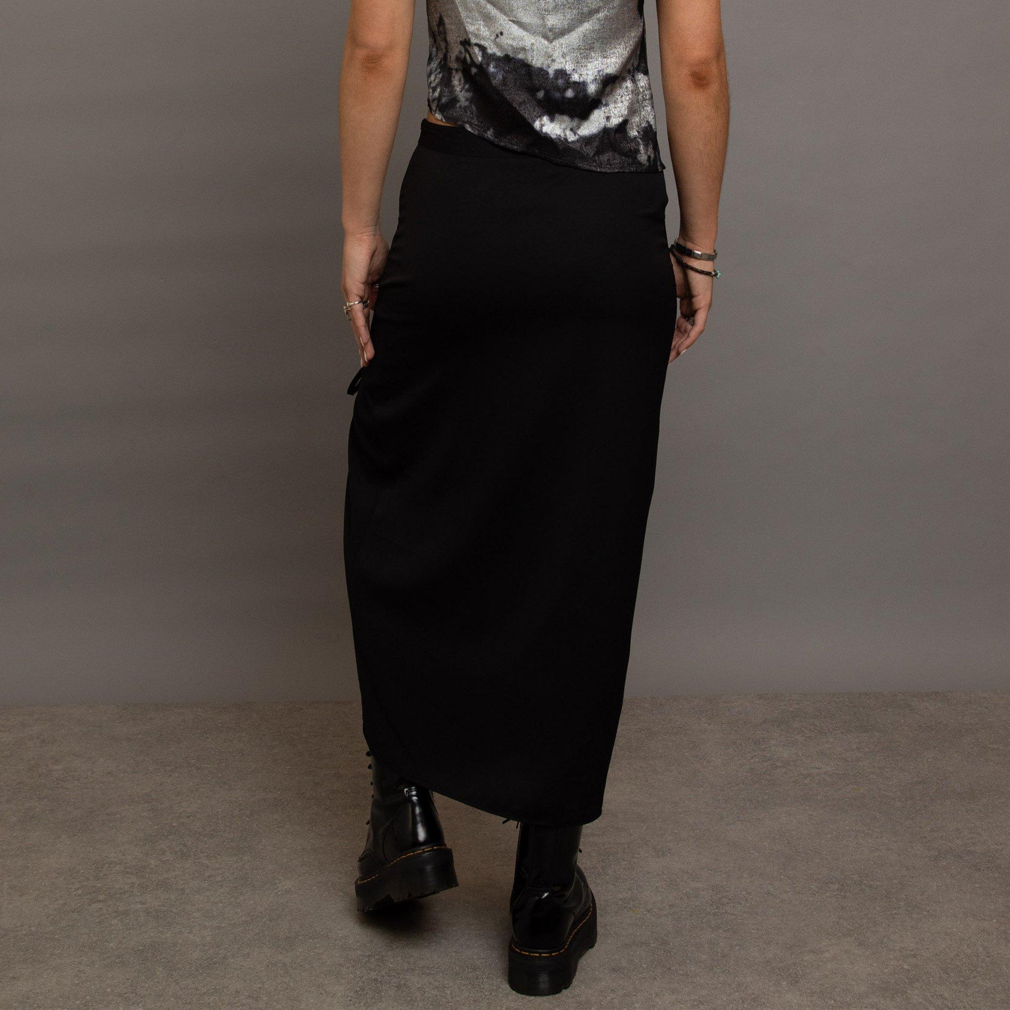 BLACK - Daisy Street - Black Womens Midi Skirt With Bows - 2