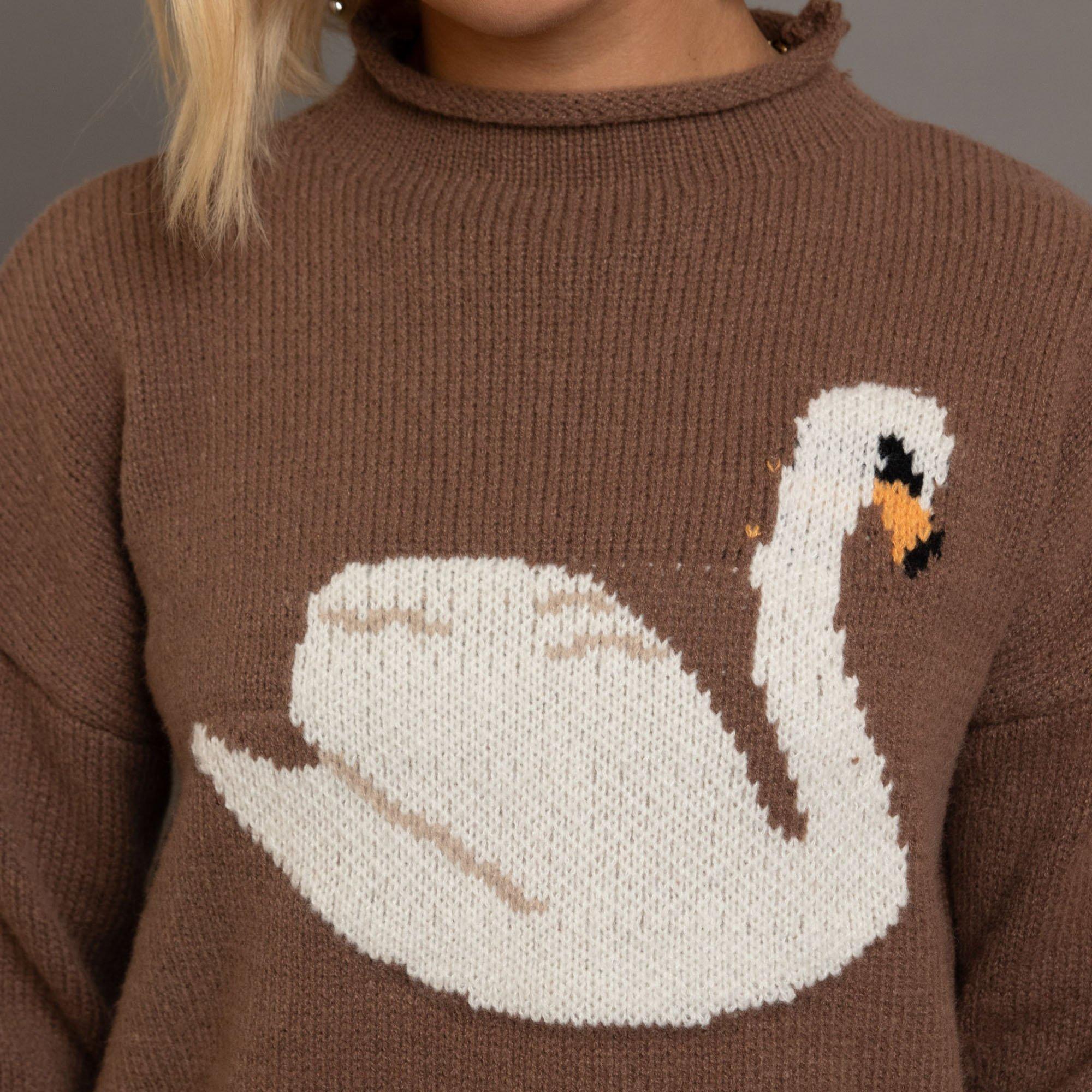 BROWN - Daisy Street - Swan Womens Knitted Boxy Jumper - 3