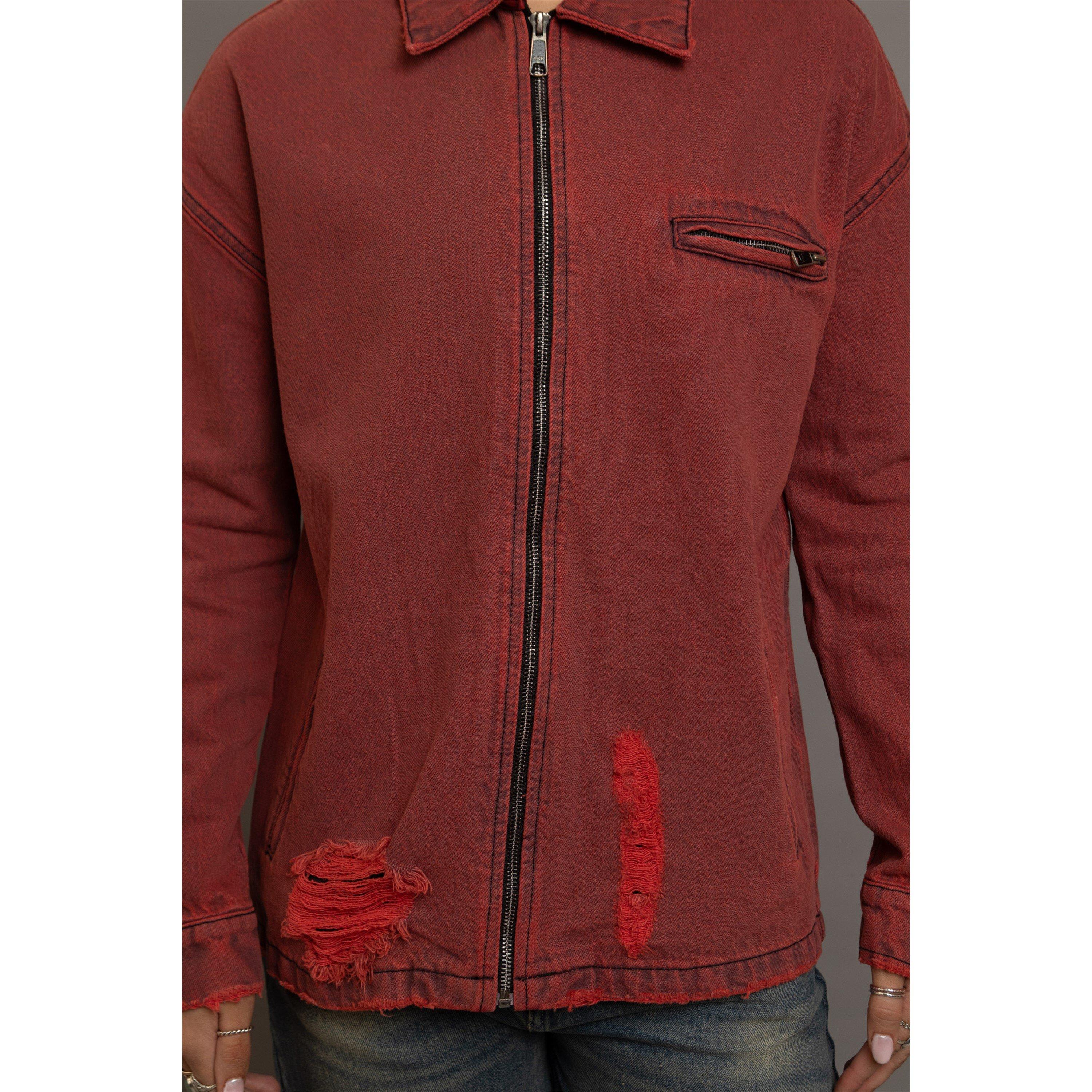 RED - Daisy Street - Cotton Long Sleeve Embroidery Denim Jacket - 4