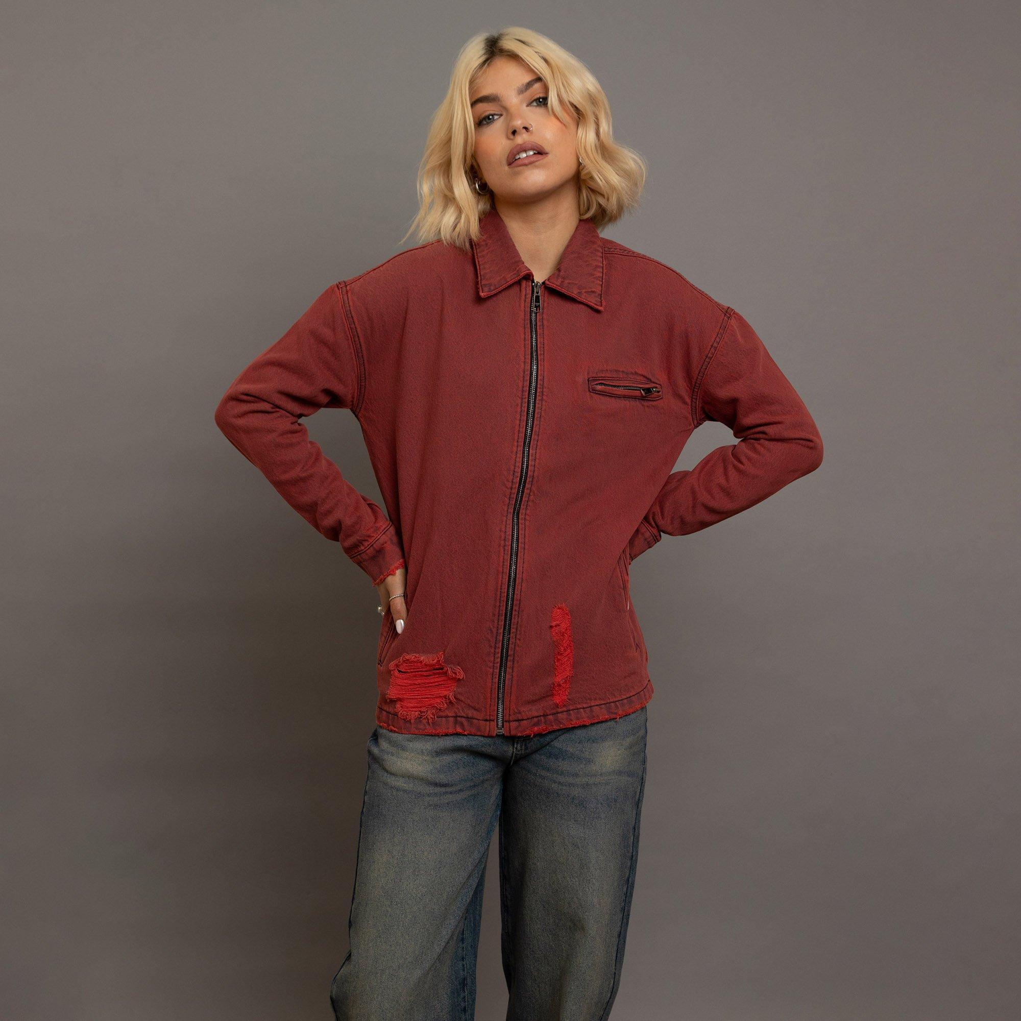 RED - Daisy Street - Cotton Long Sleeve Embroidery Denim Jacket - 6