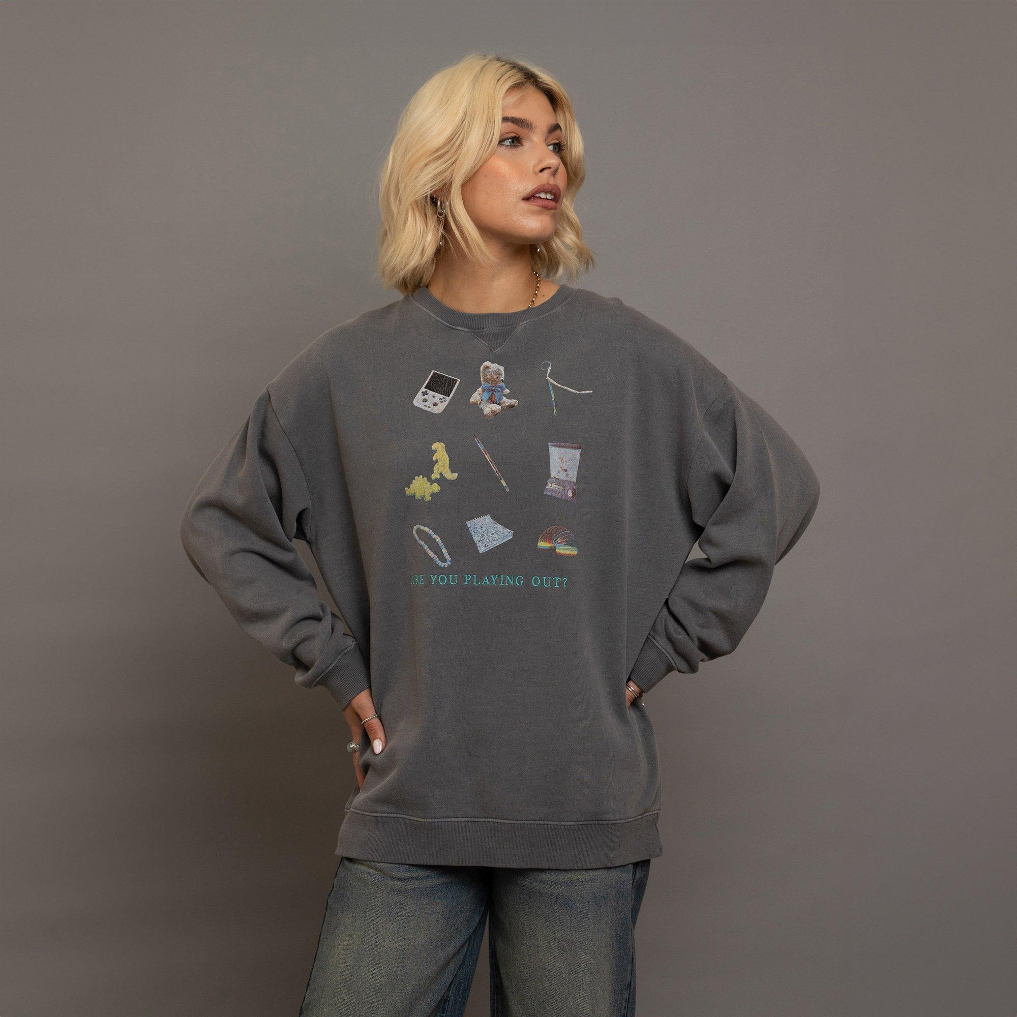 CHARCOAL WASH - Daisy Street - Graphic Adults Oversized Sweatshirt - 4